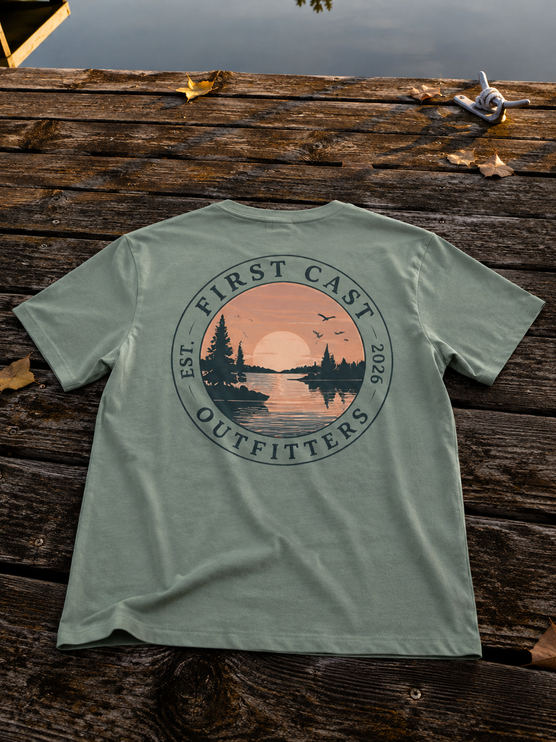 First Cast Heritage Badge Tee, Sage