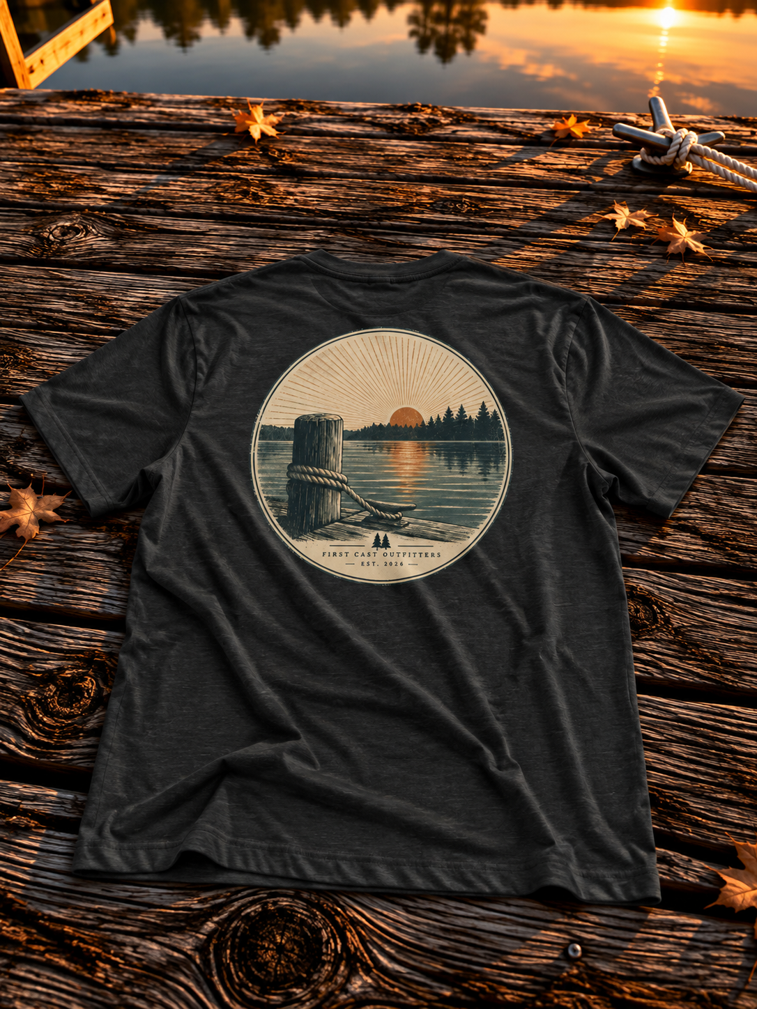 Last Light Dock Tee, Dark Grey Heather