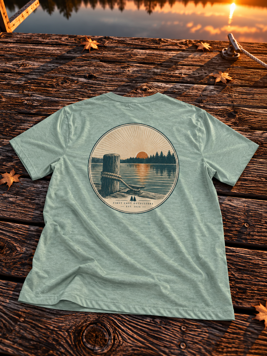 Last Light Dock Tee, Heather Prism Dusty Blue