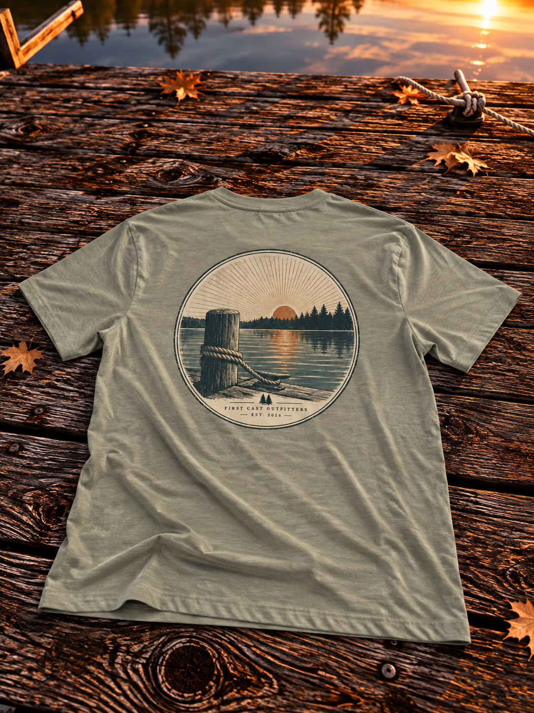 Last Light Dock Tee, Heather Stone