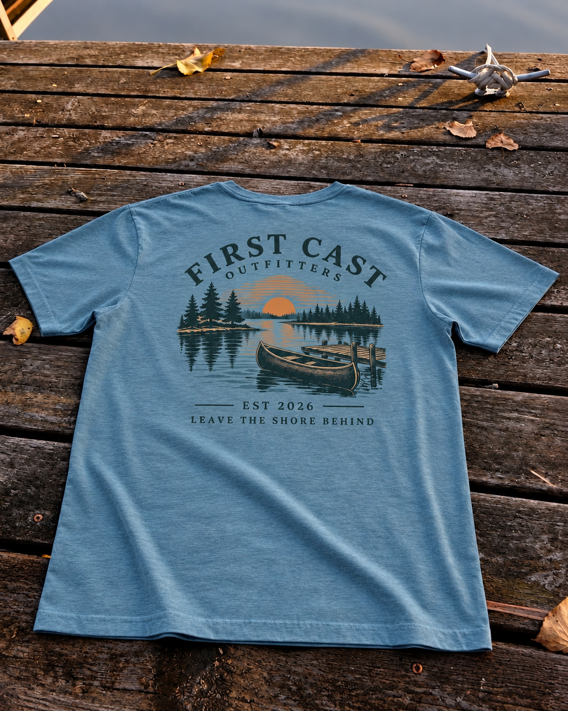 Sunset Launch Tee, Heather Blue Lagoon