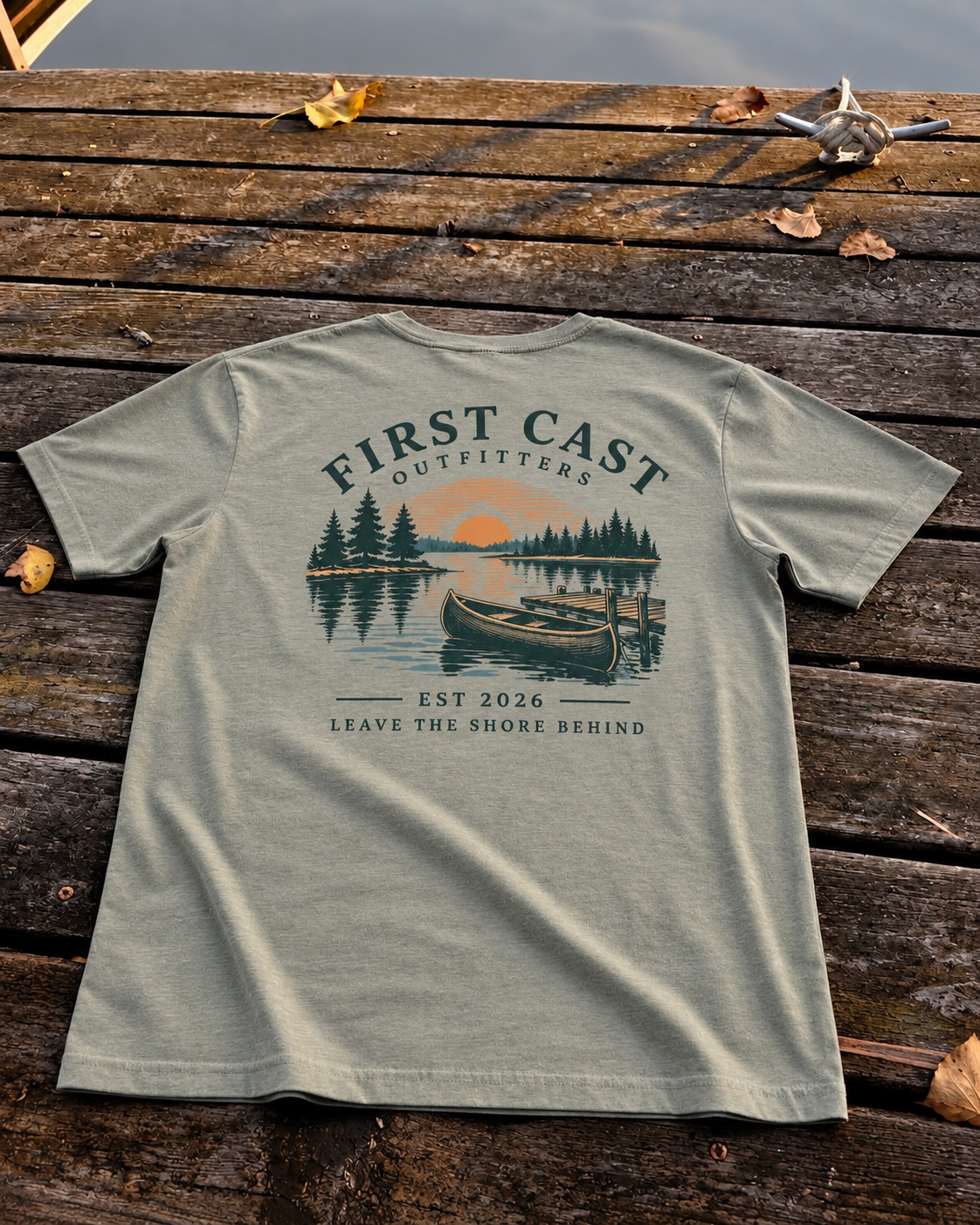 Sunset Launch Tee, Heather Stone