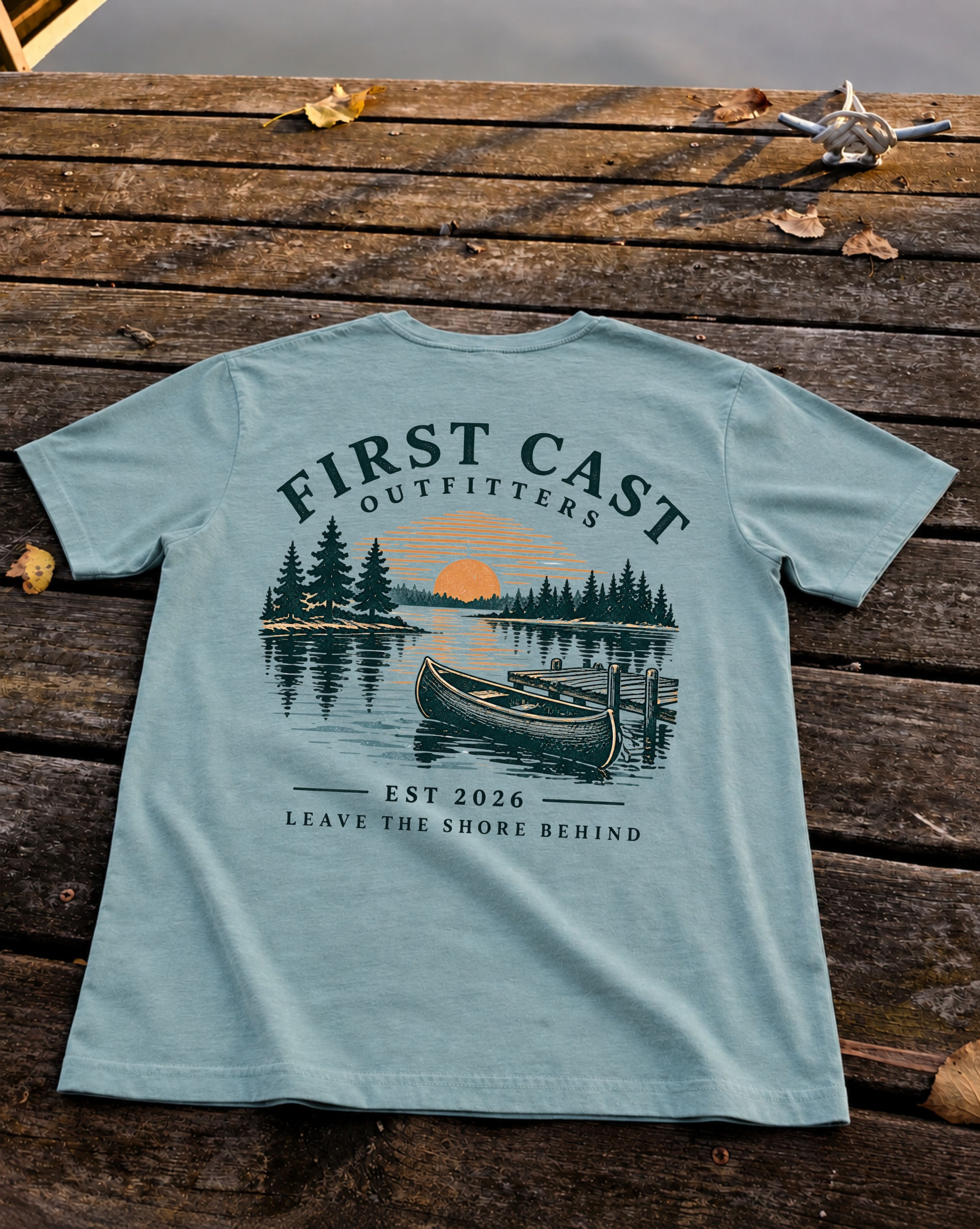 Sunset Launch Tee, Heather Blue Lagoon
