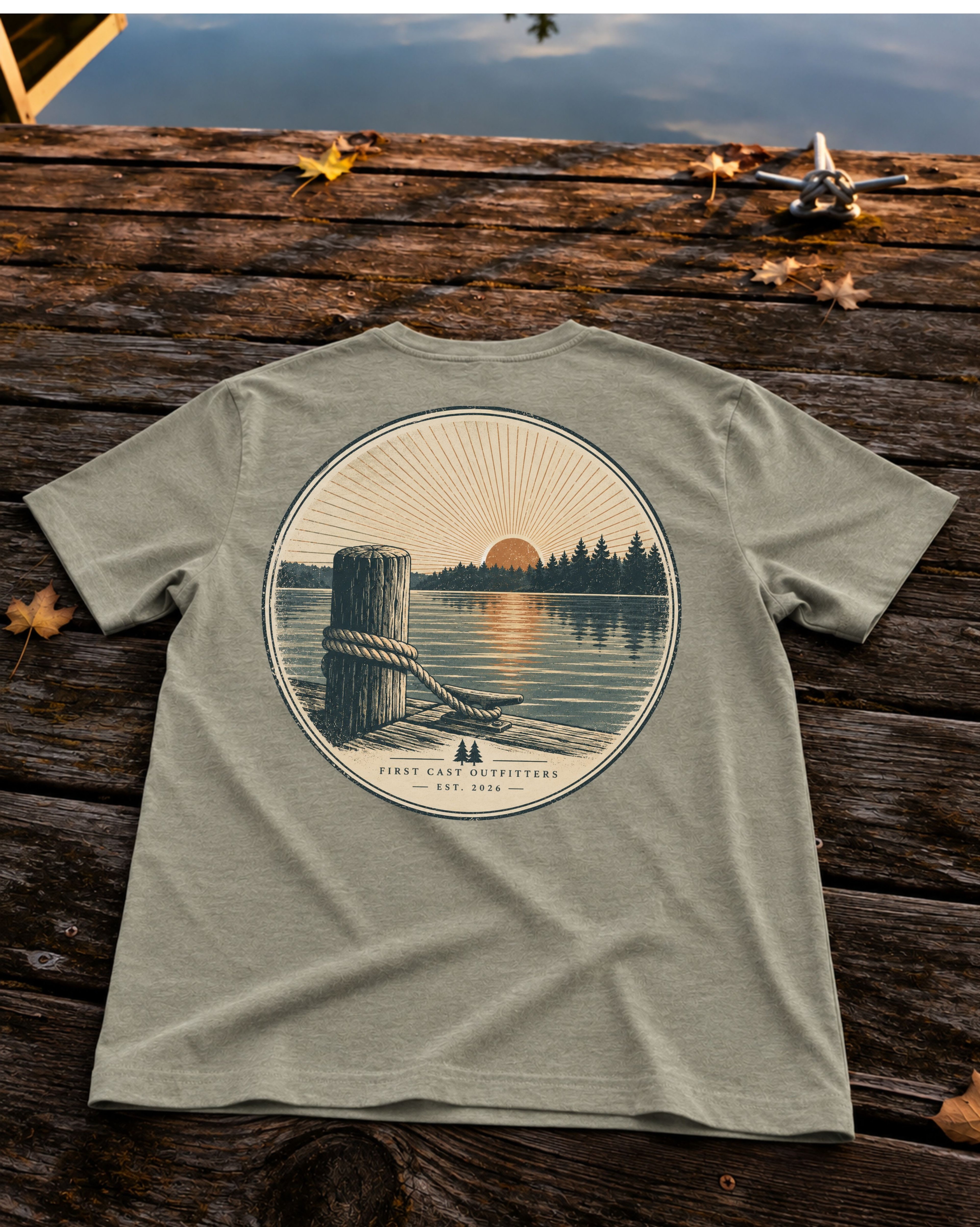 Last Light Dock Tee, Heather Stone