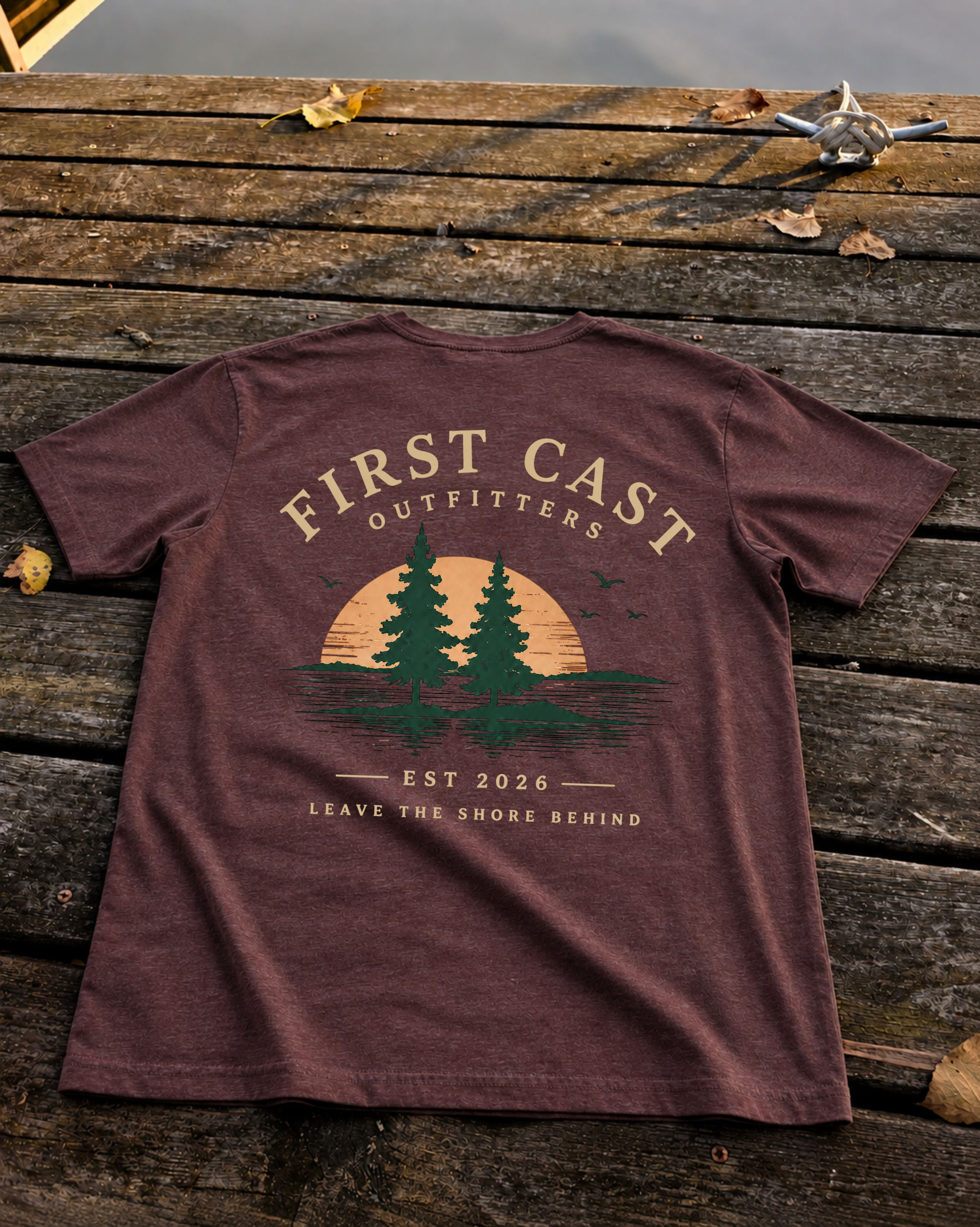 First Cast Heritage Tee, Heather Maroon