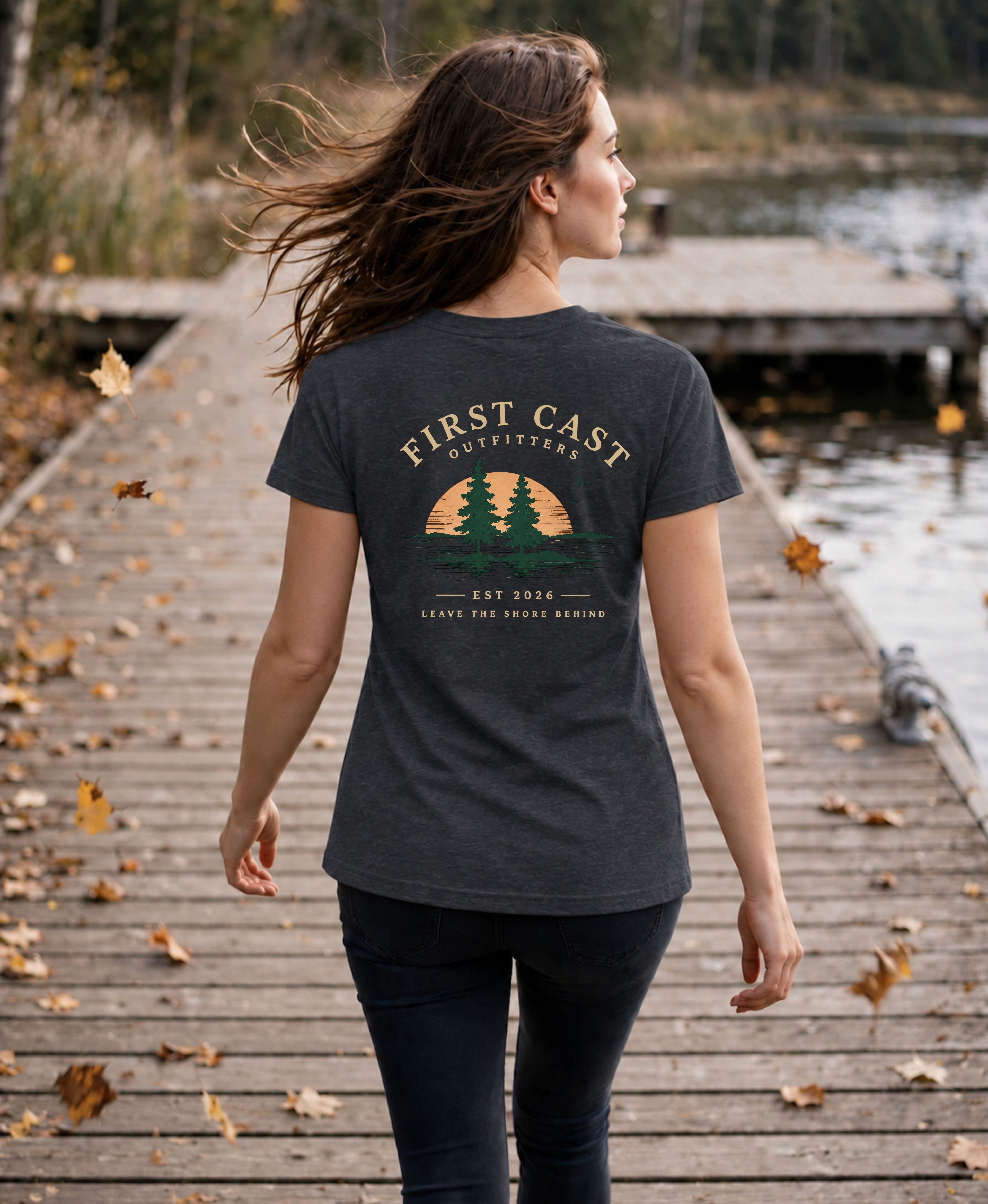 Women’s Heritage V-Neck Tee, Dark Grey Heather, detail