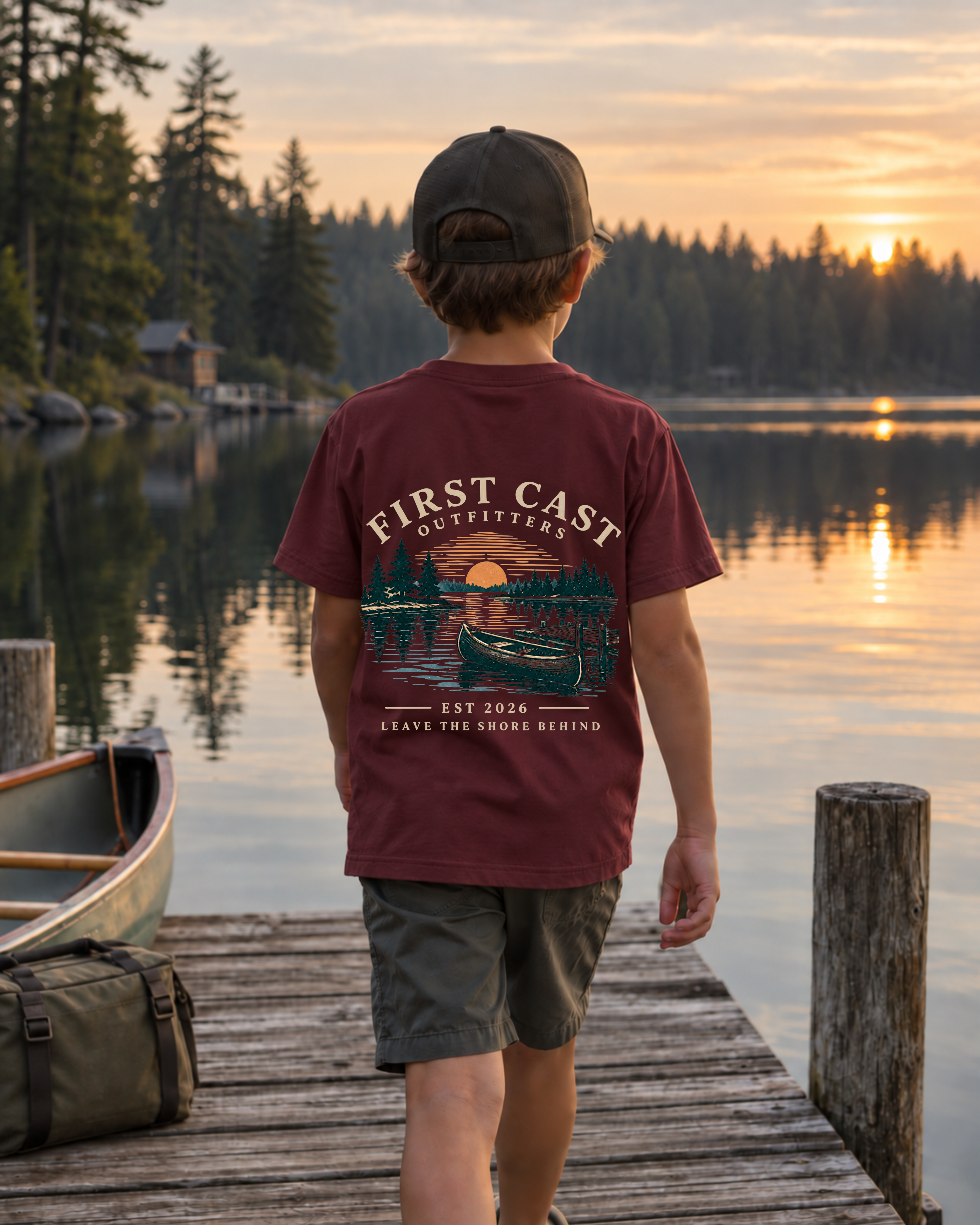 Youth Sunset Launch Tee, Maroon
