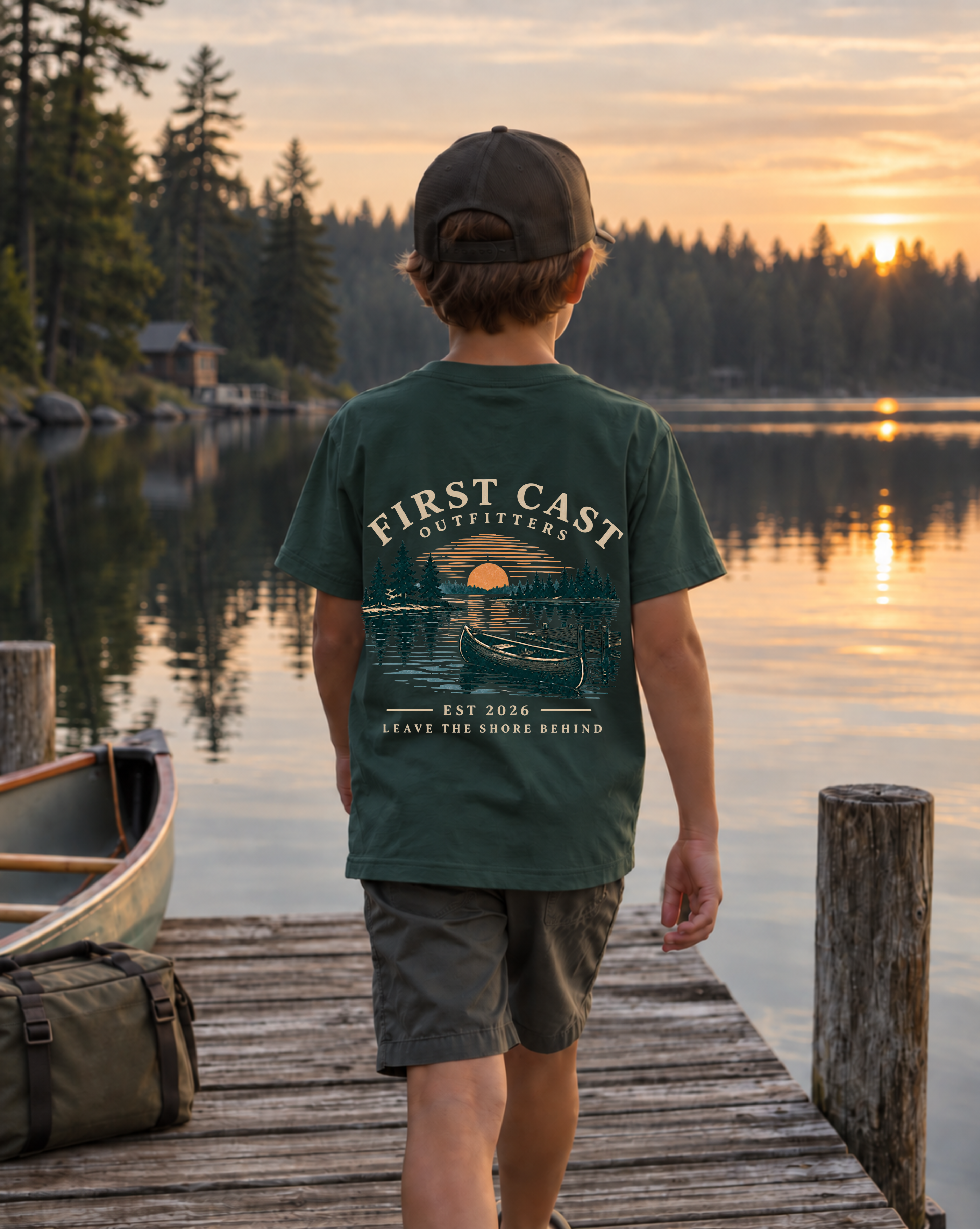 Youth Sunset Launch Tee, Forest