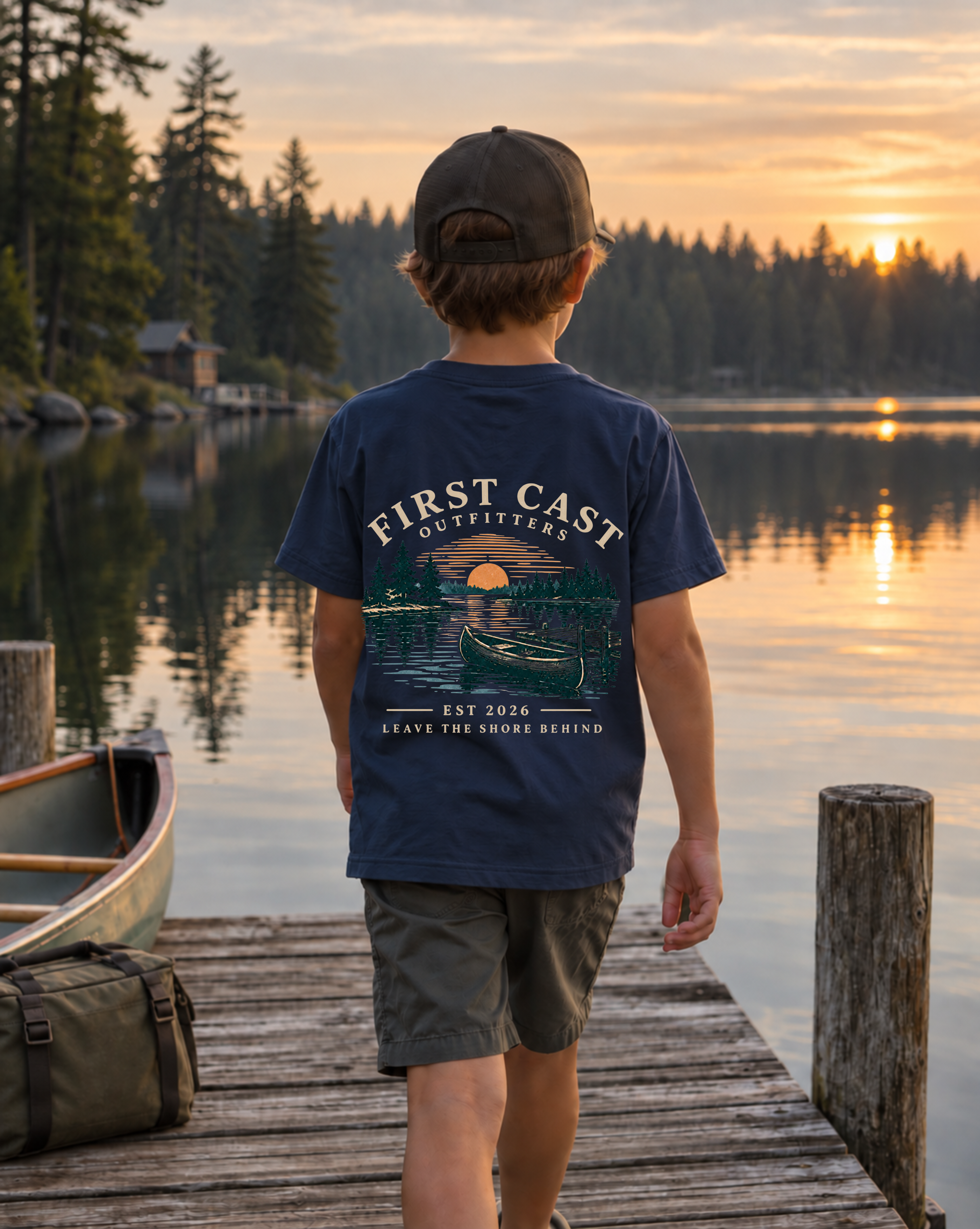Youth Sunset Launch Tee, Navy