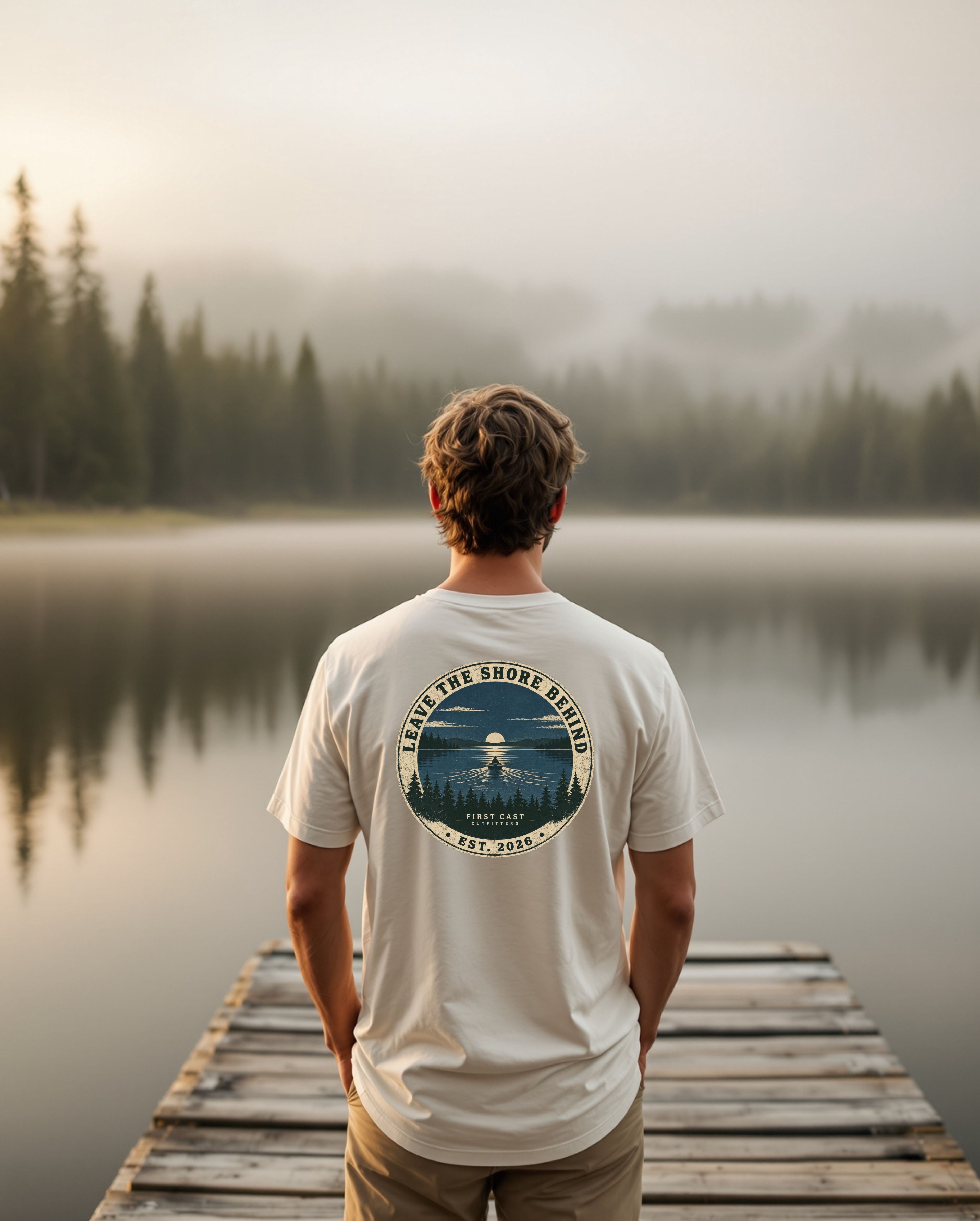 Leave the Shore Behind Badge Tee, Natural, detail
