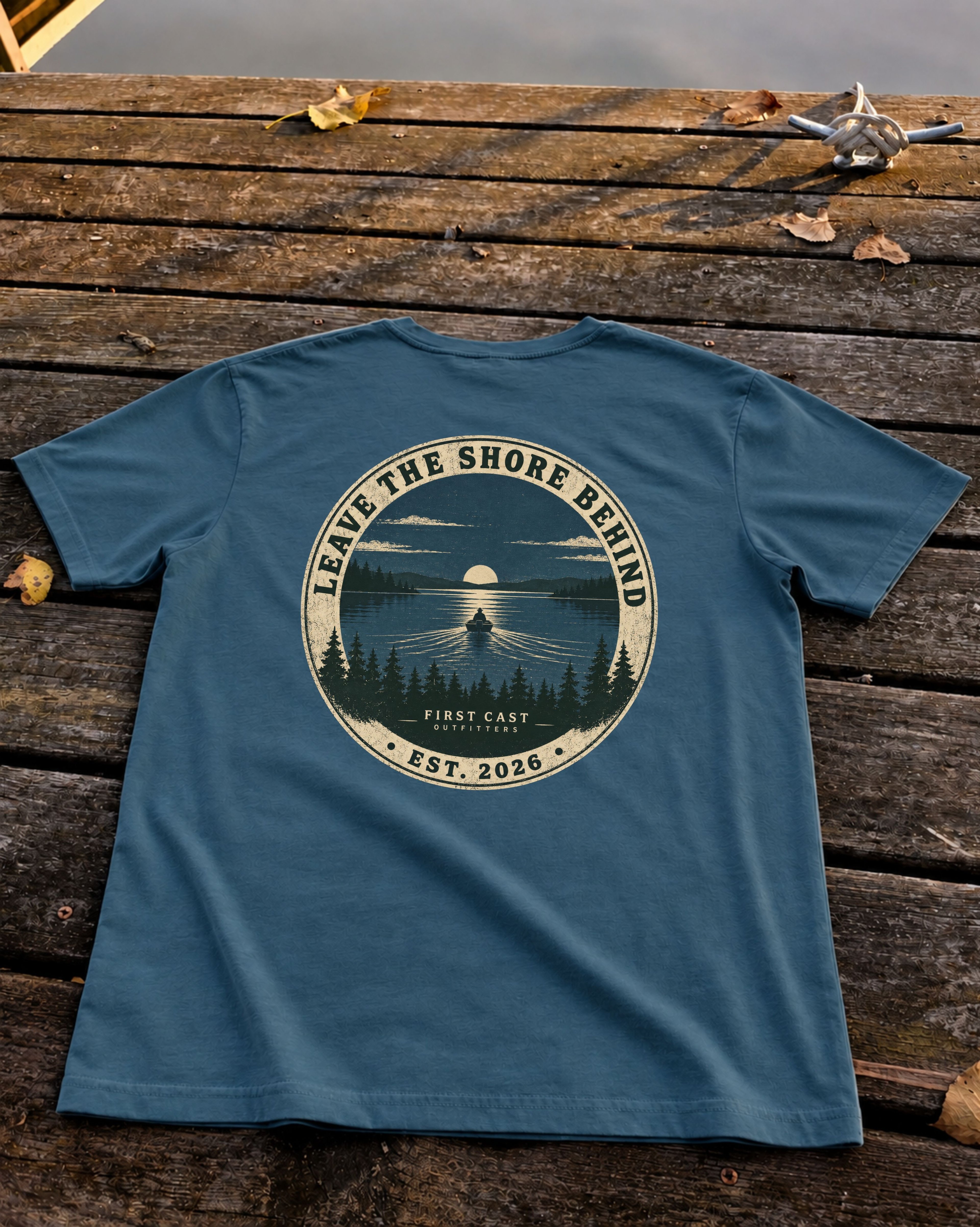 Leave the Shore Behind Badge Tee, Deep Teal