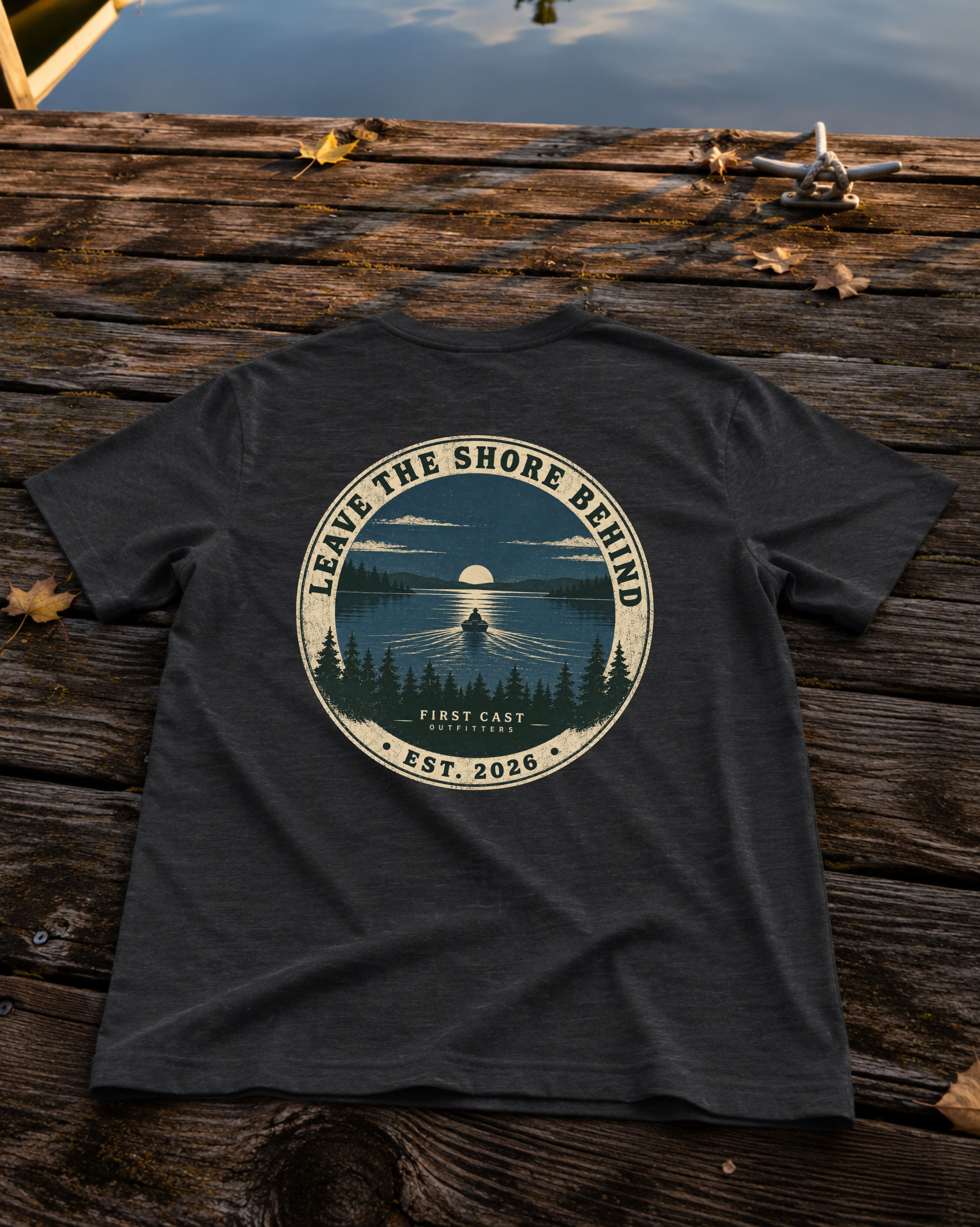 Leave the Shore Behind Badge Tee, Solid Black Blend