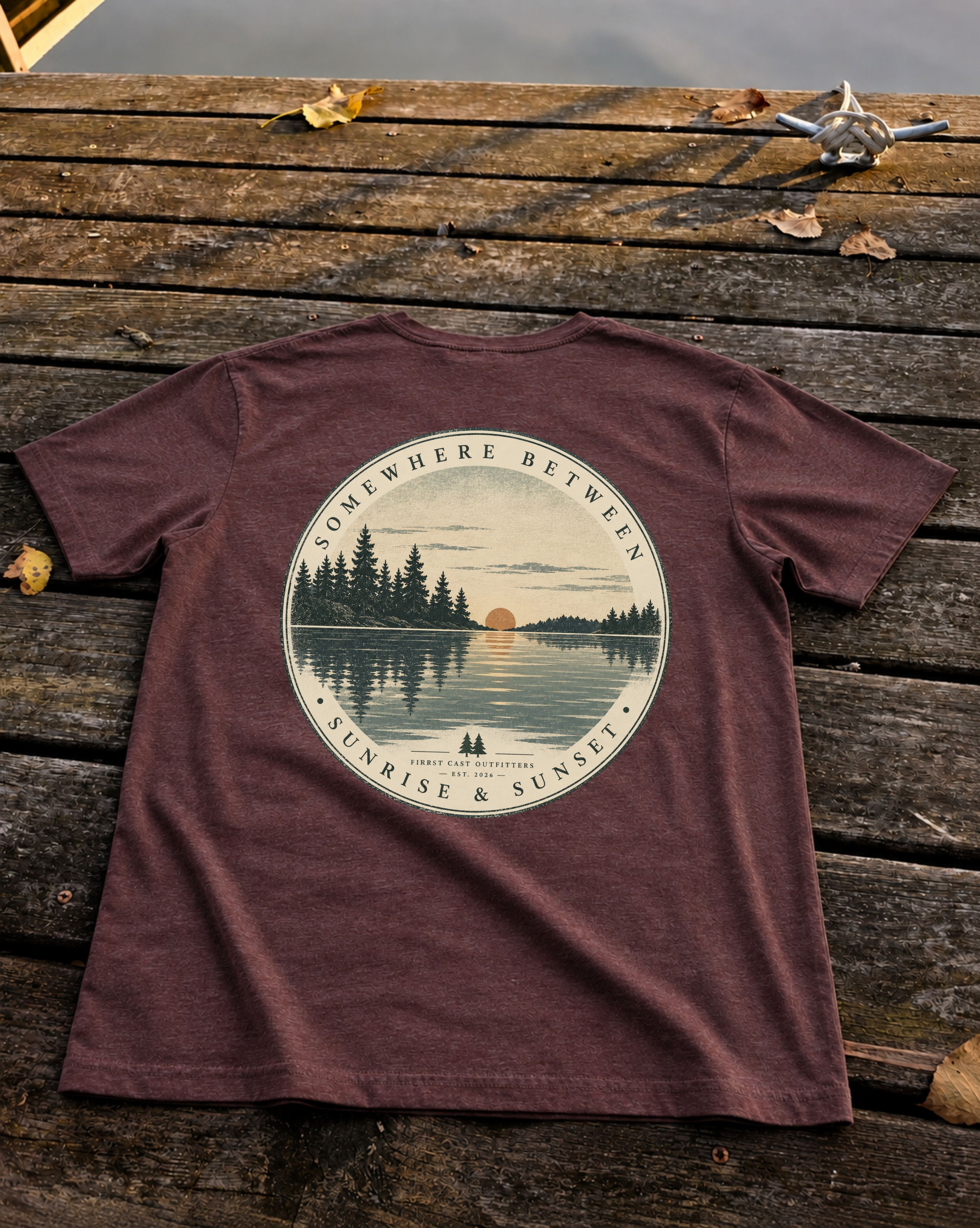 Between Sunrise & Sunset Tee, Heather Maroon