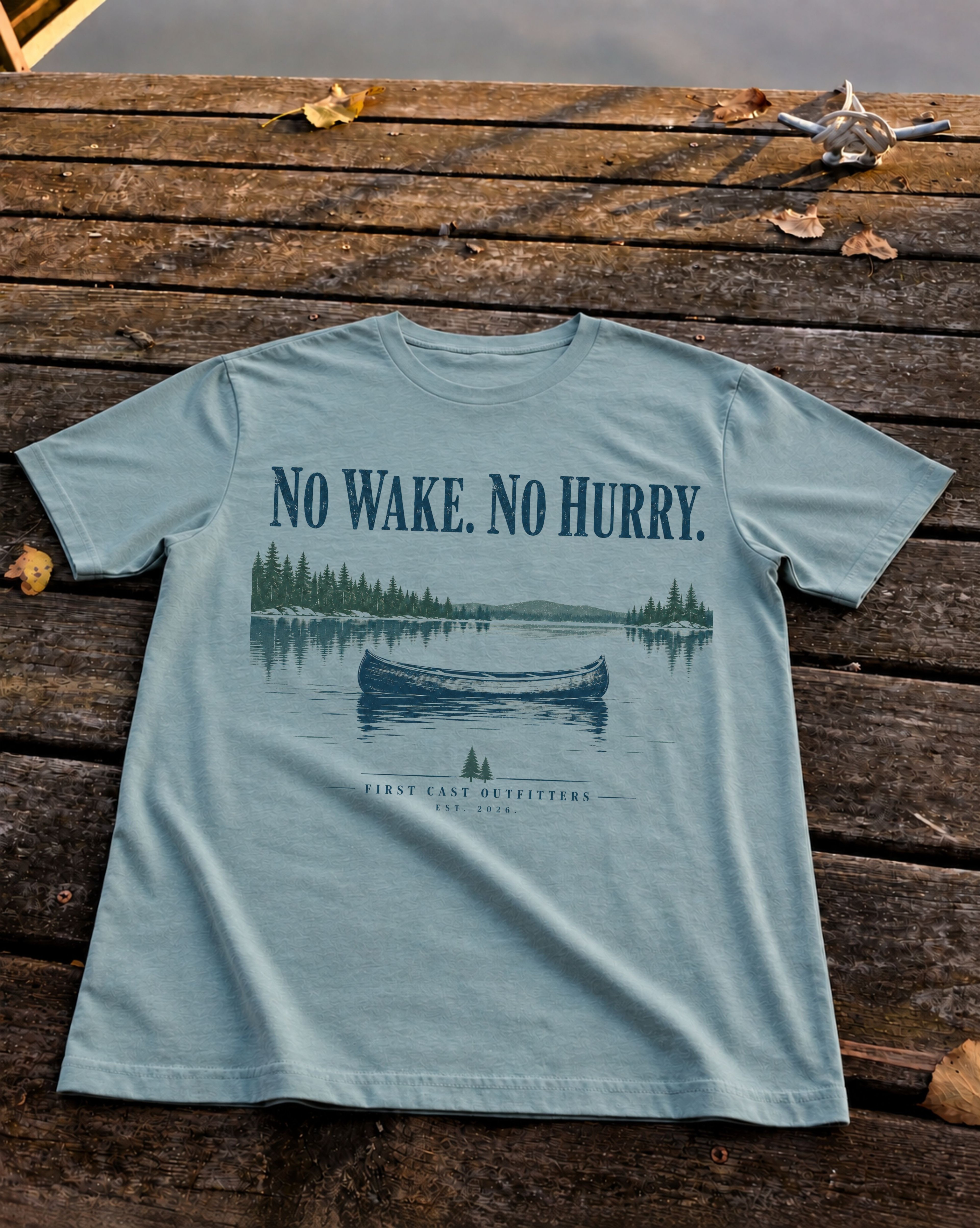 No Wake Tee, Heather Blue Lagoon