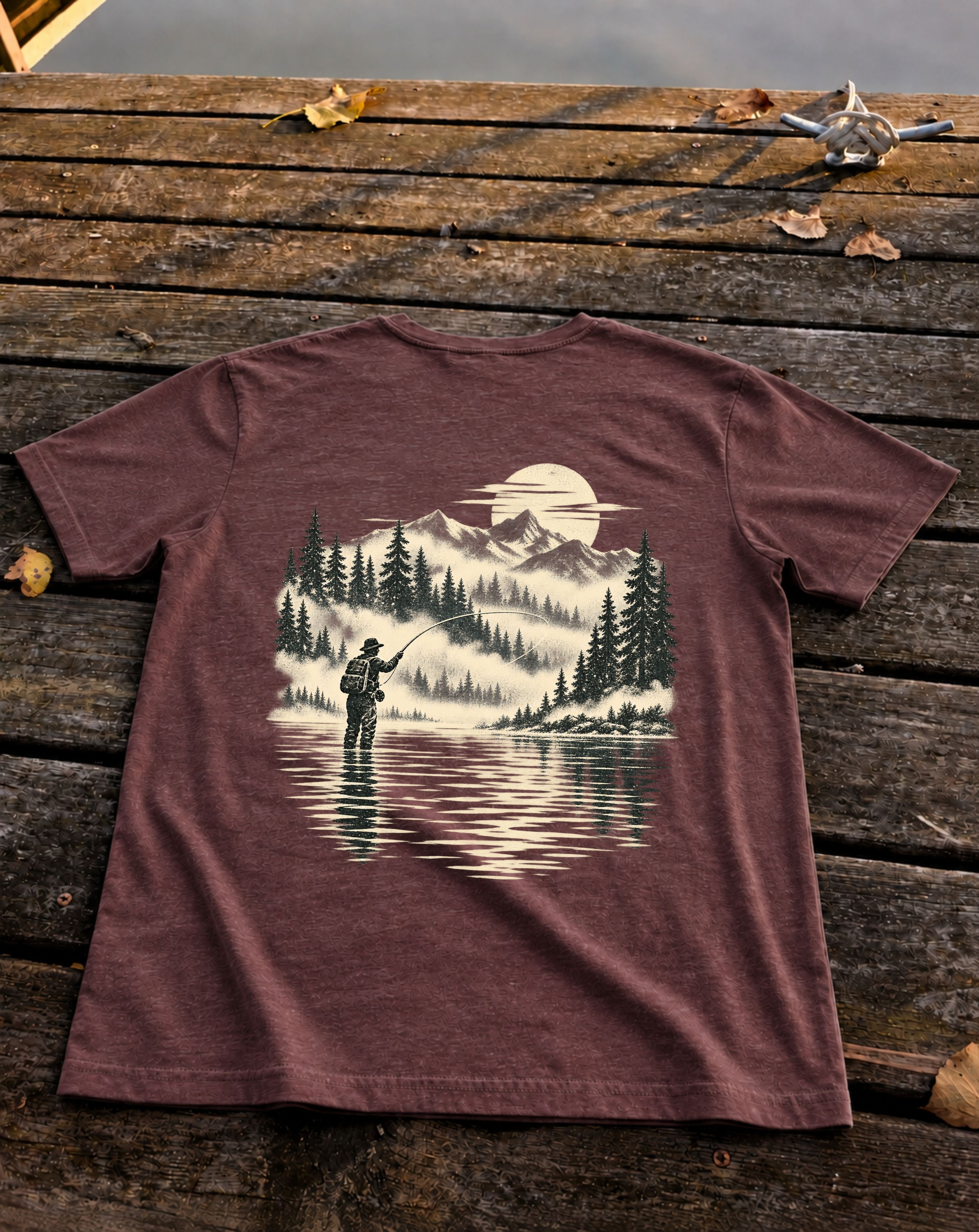 High Country Cast Tee, Heather Maroon