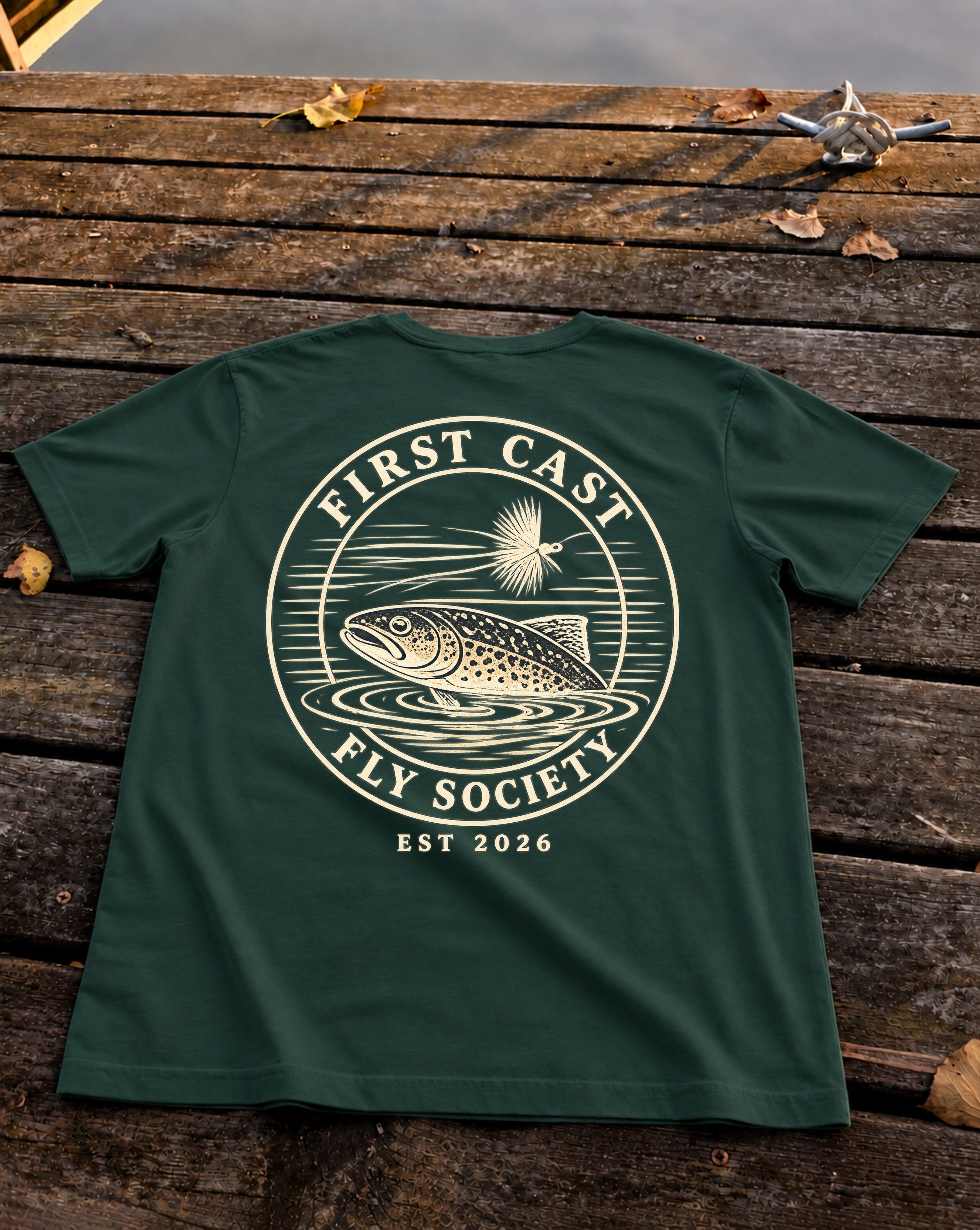 First Cast Fly Society Tee, Forest