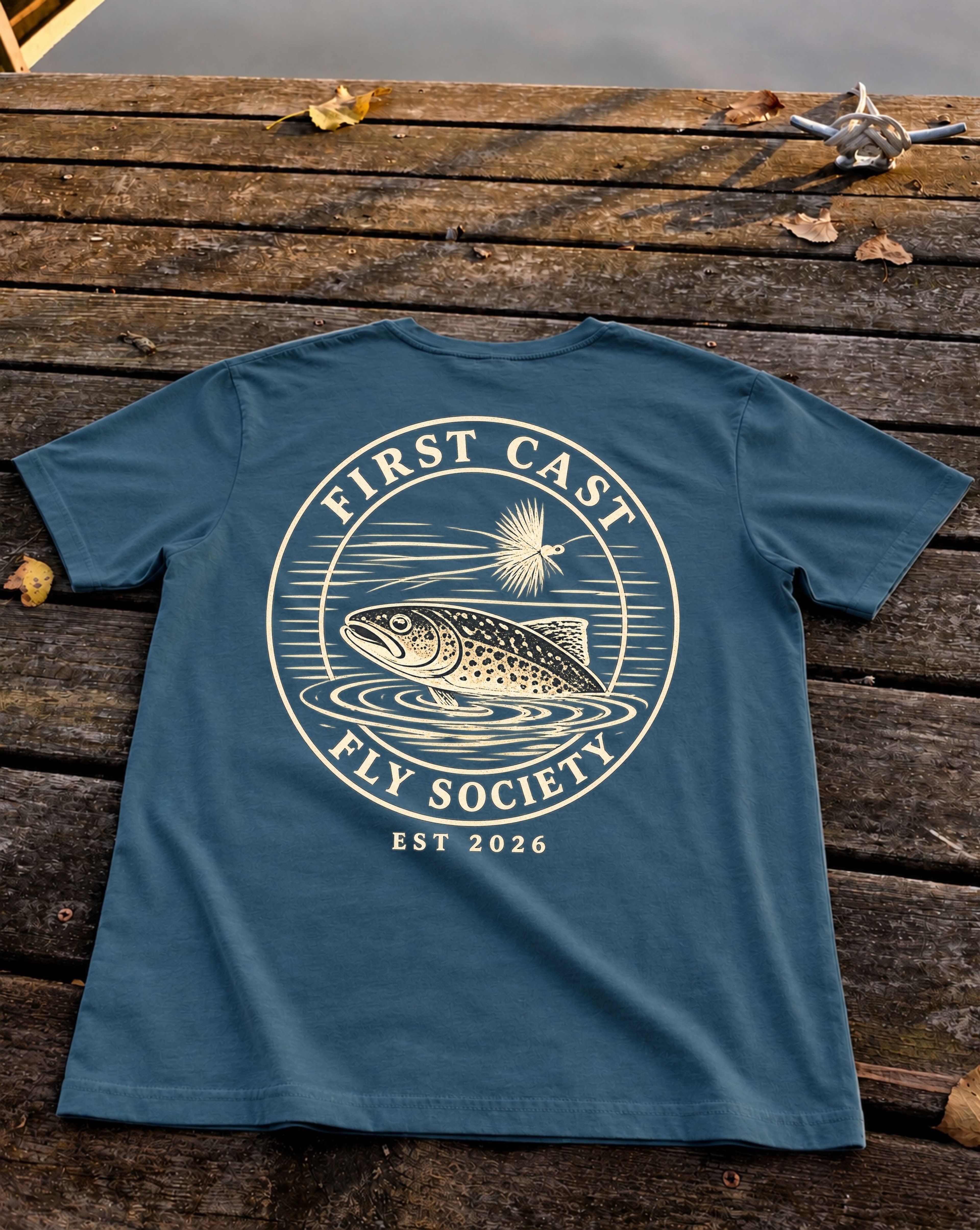 First Cast Fly Society Tee, Deep Teal