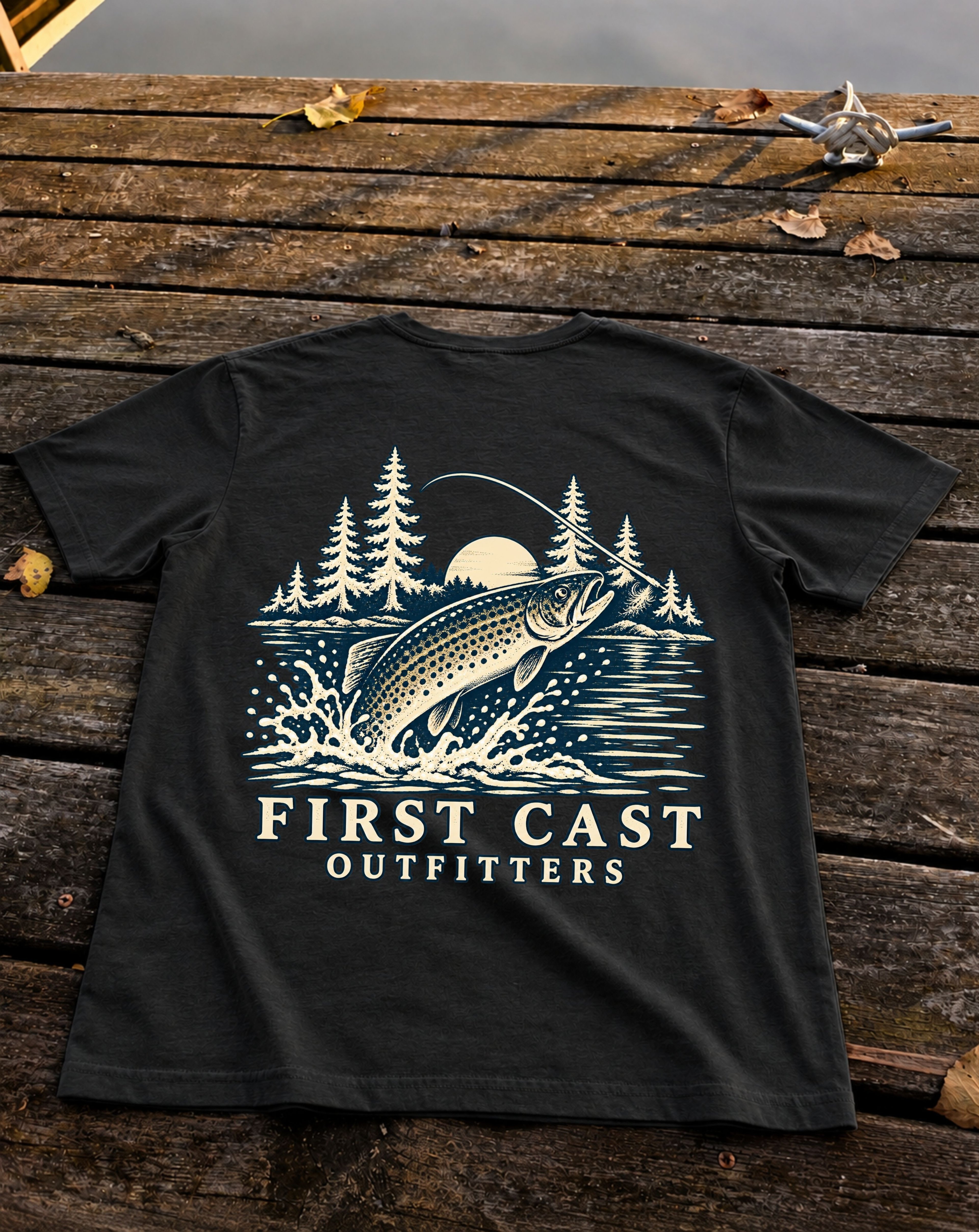 River Rise Tee, Solid Black Blend