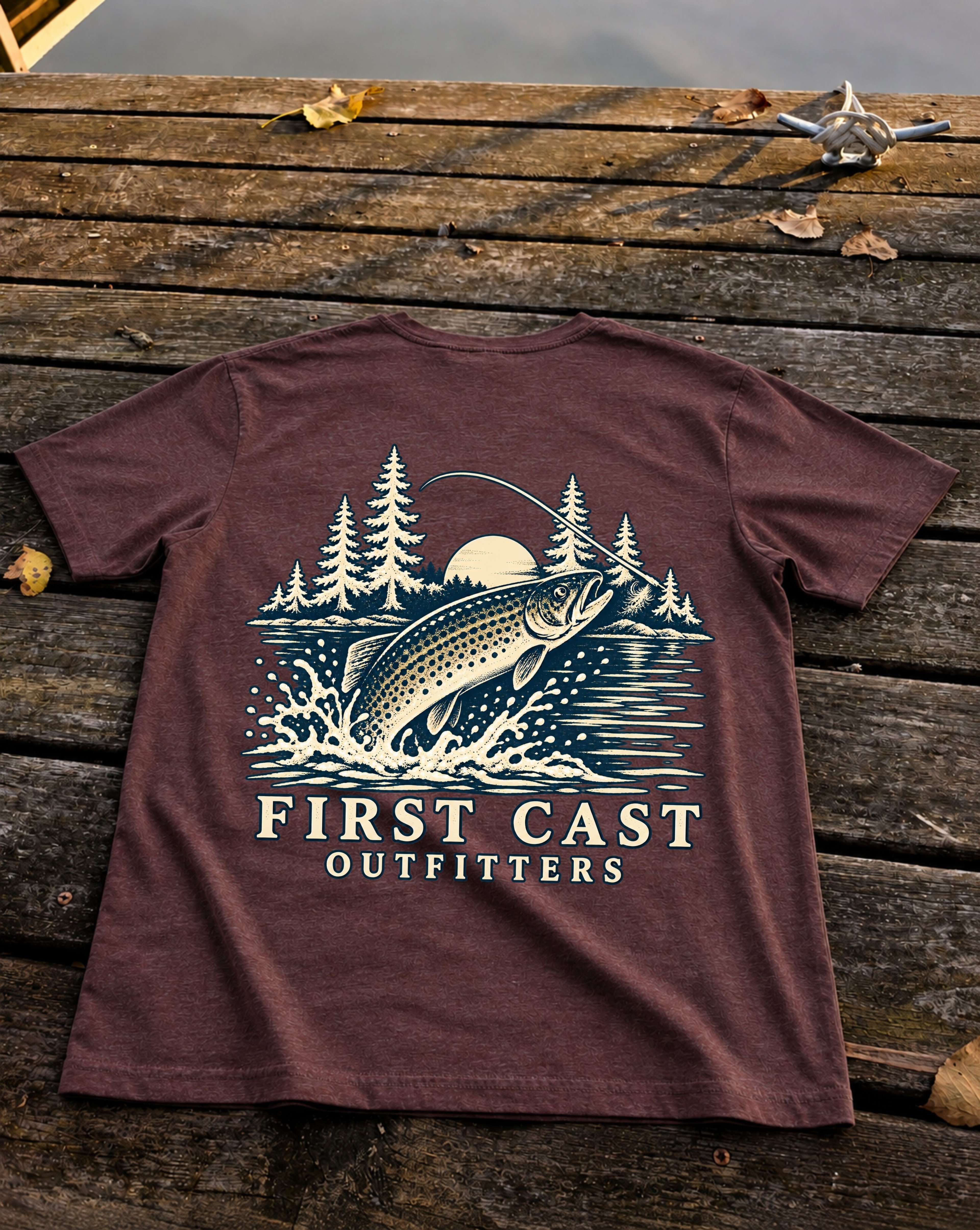 River Rise Tee, Heather Maroon