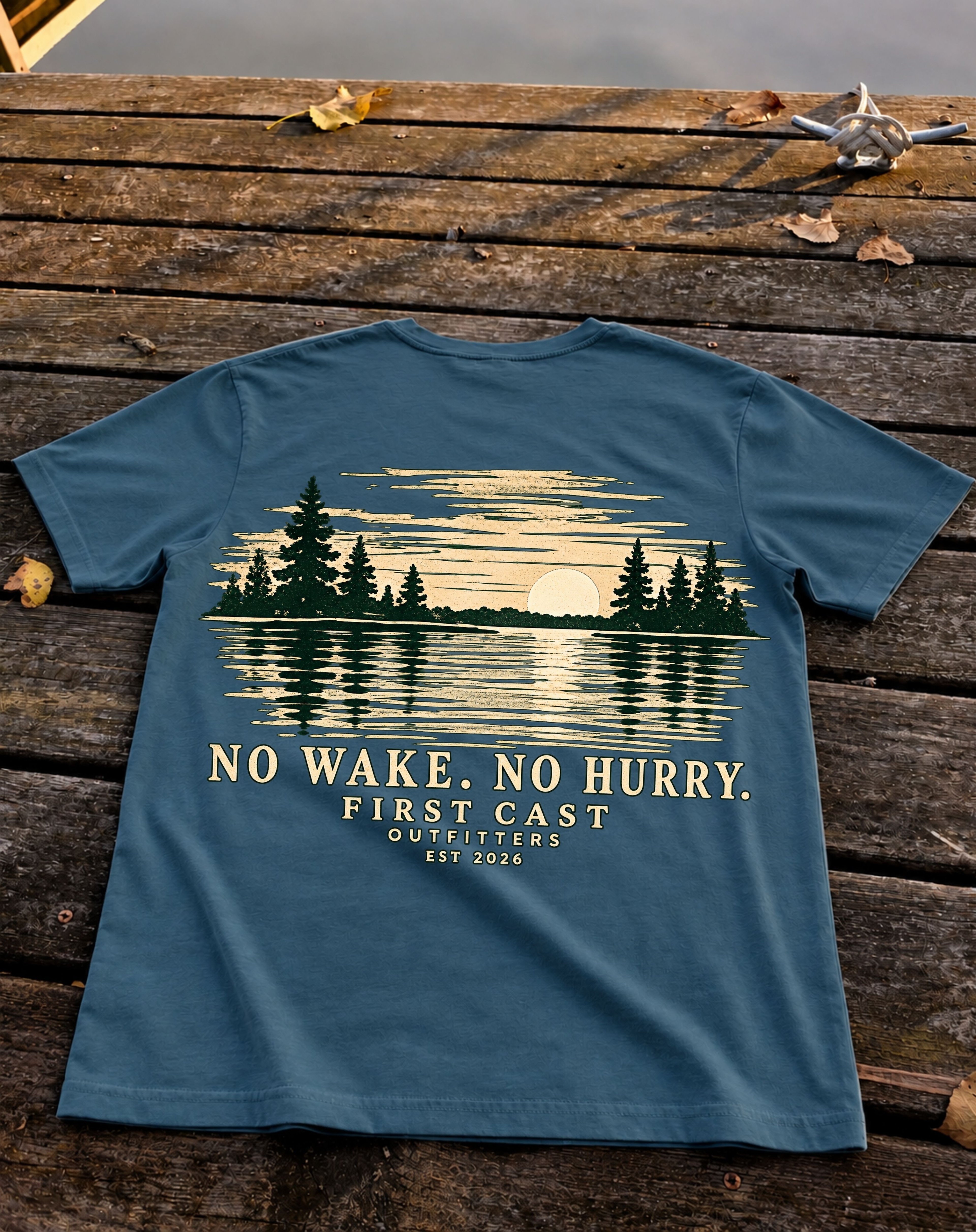 No Wake No Hurry Tee, Deep Teal
