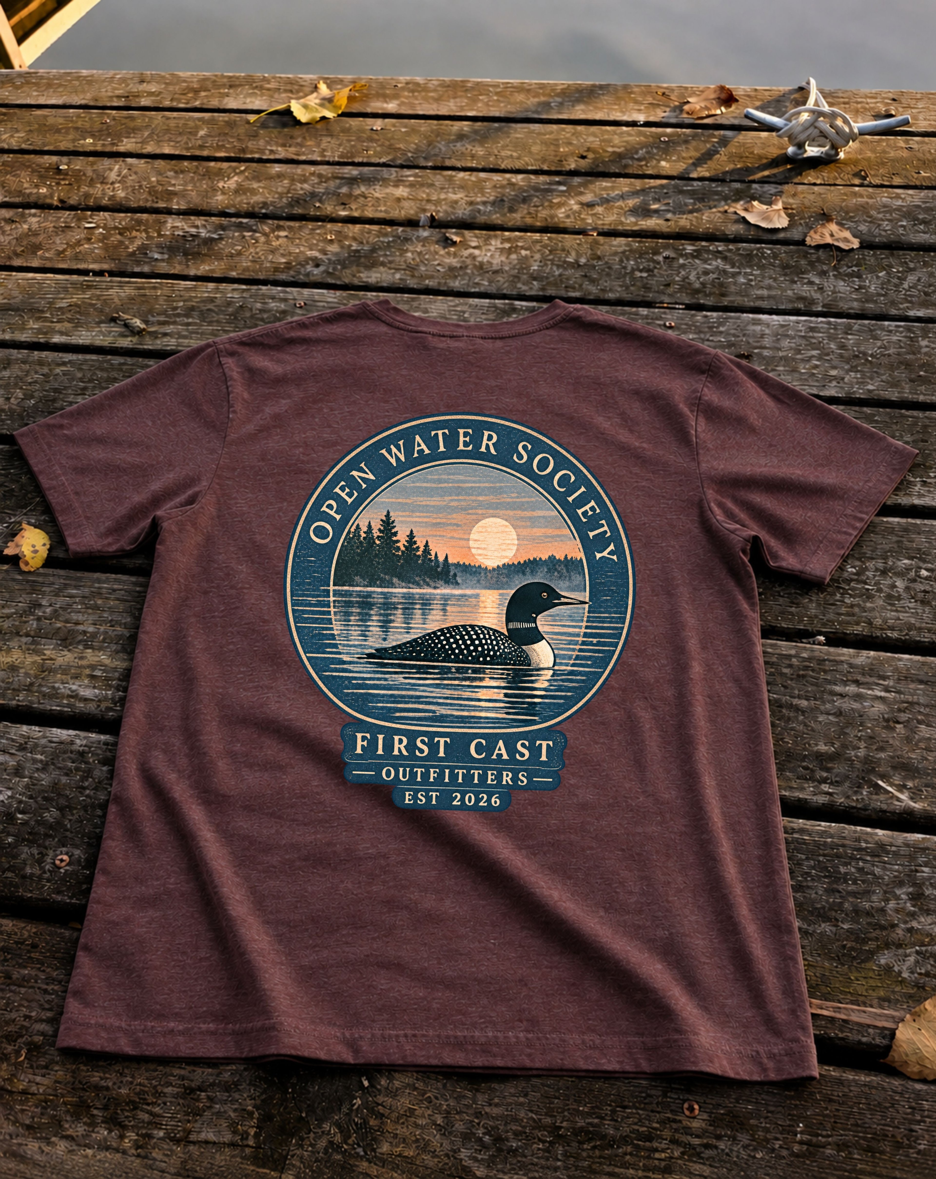 Open Water Society Tee, Heather Maroon