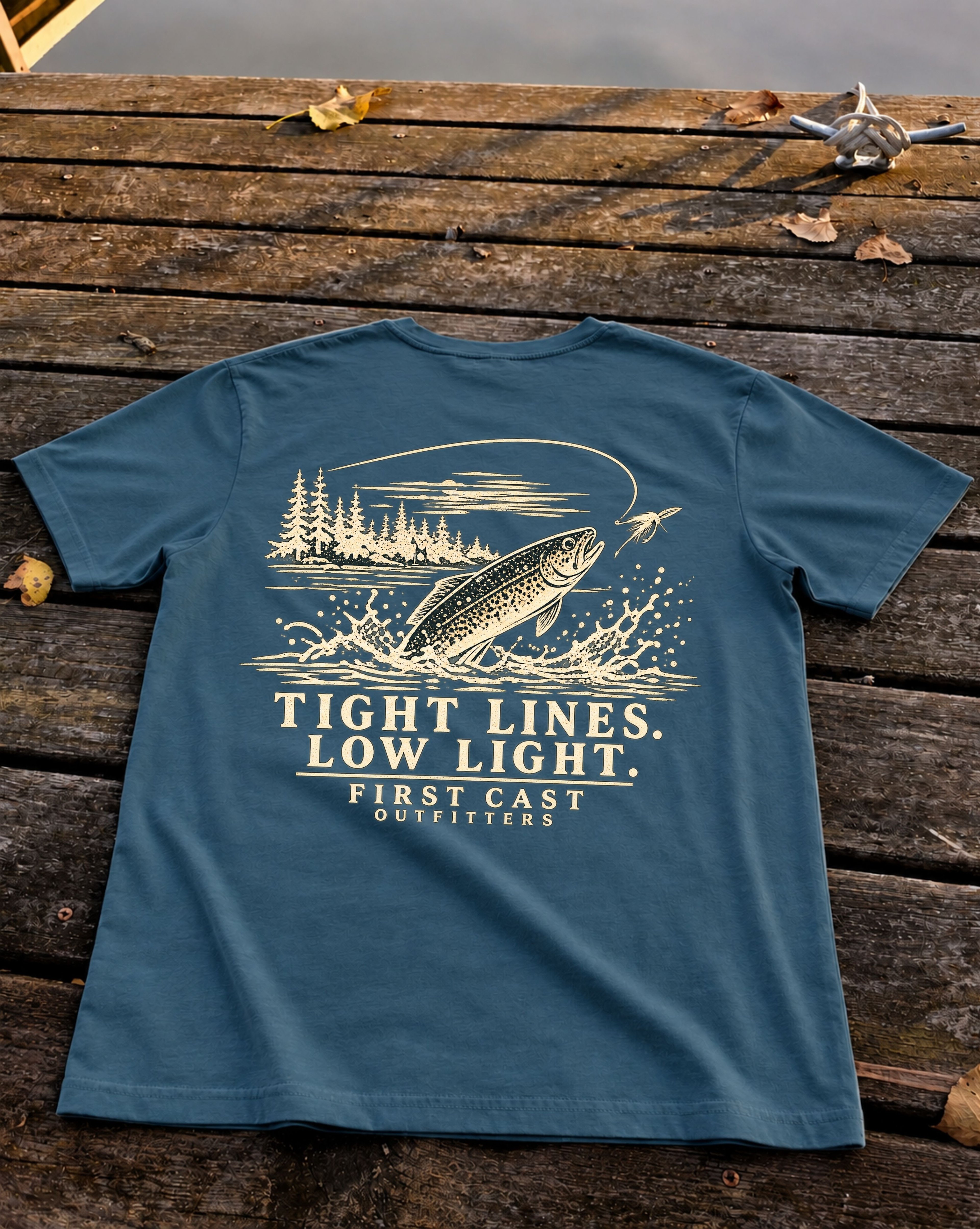 Tight Lines Low Light Tee, Deep Teal
