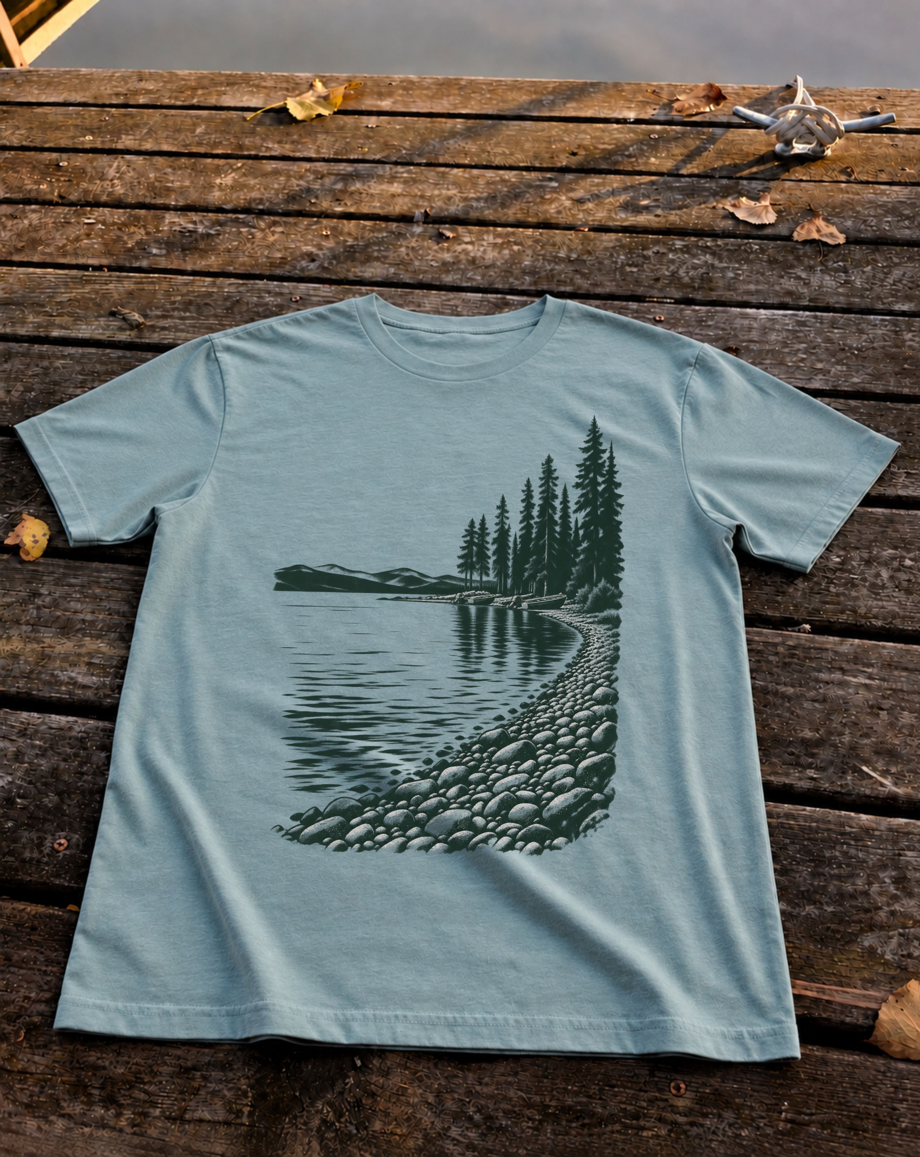Quiet Shore Tee, Heather Blue Lagoon
