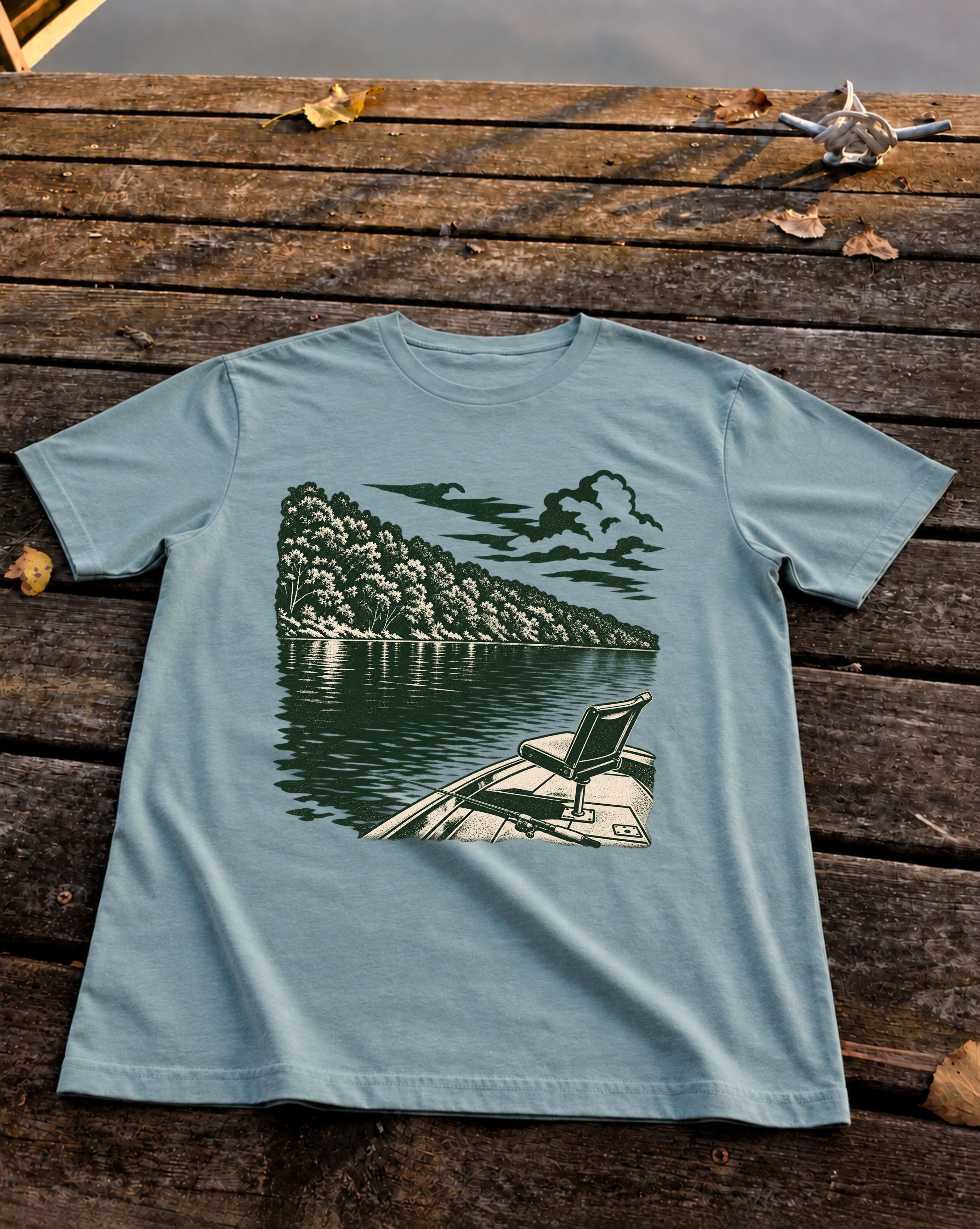 Lakefront Drift Tee, Heather Blue Lagoon