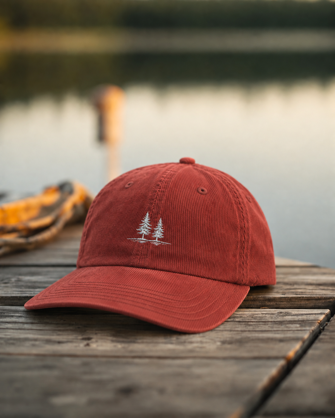 Twin Pines Corduroy Cap, Burgundy