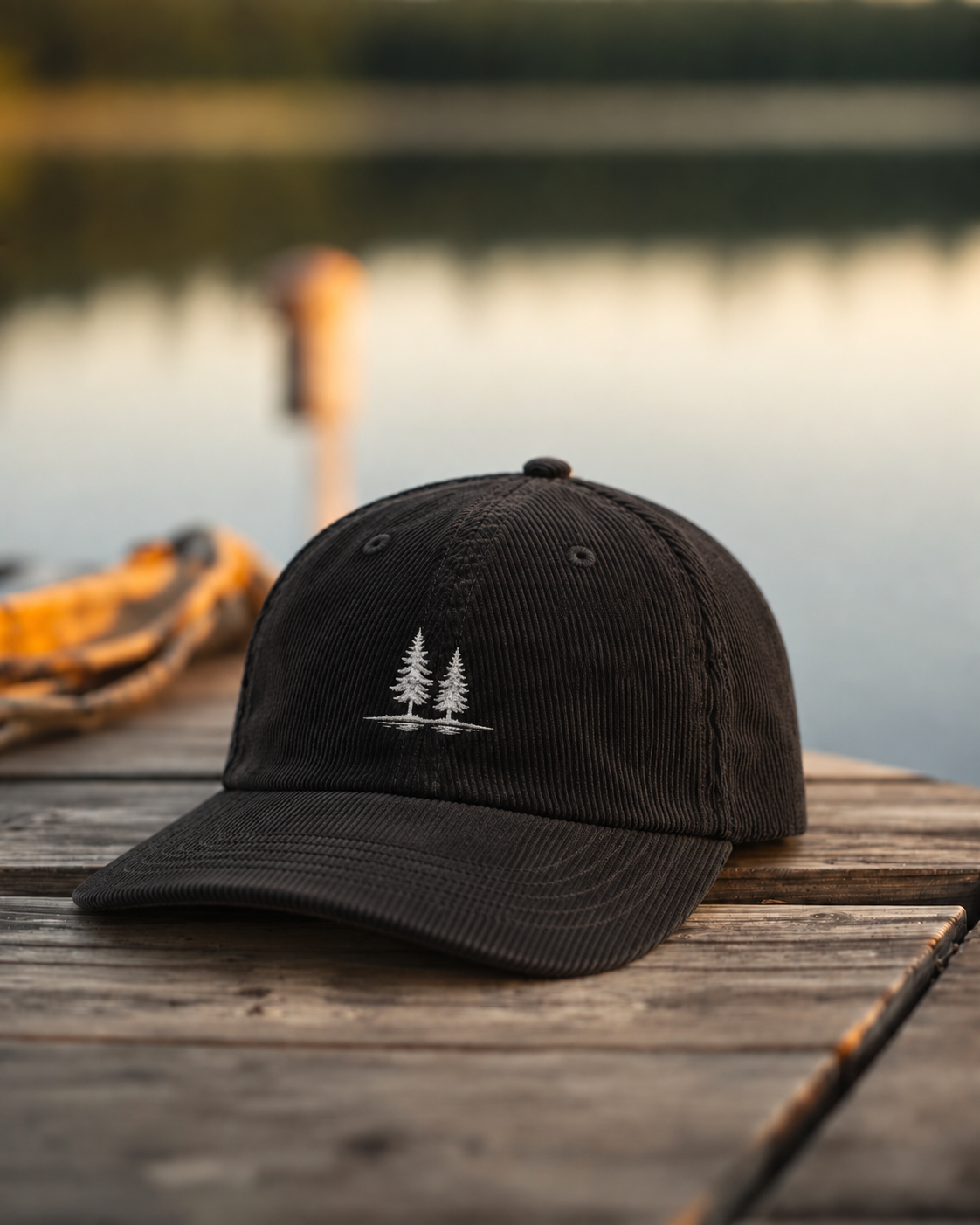 Twin Pines Corduroy Cap, Black