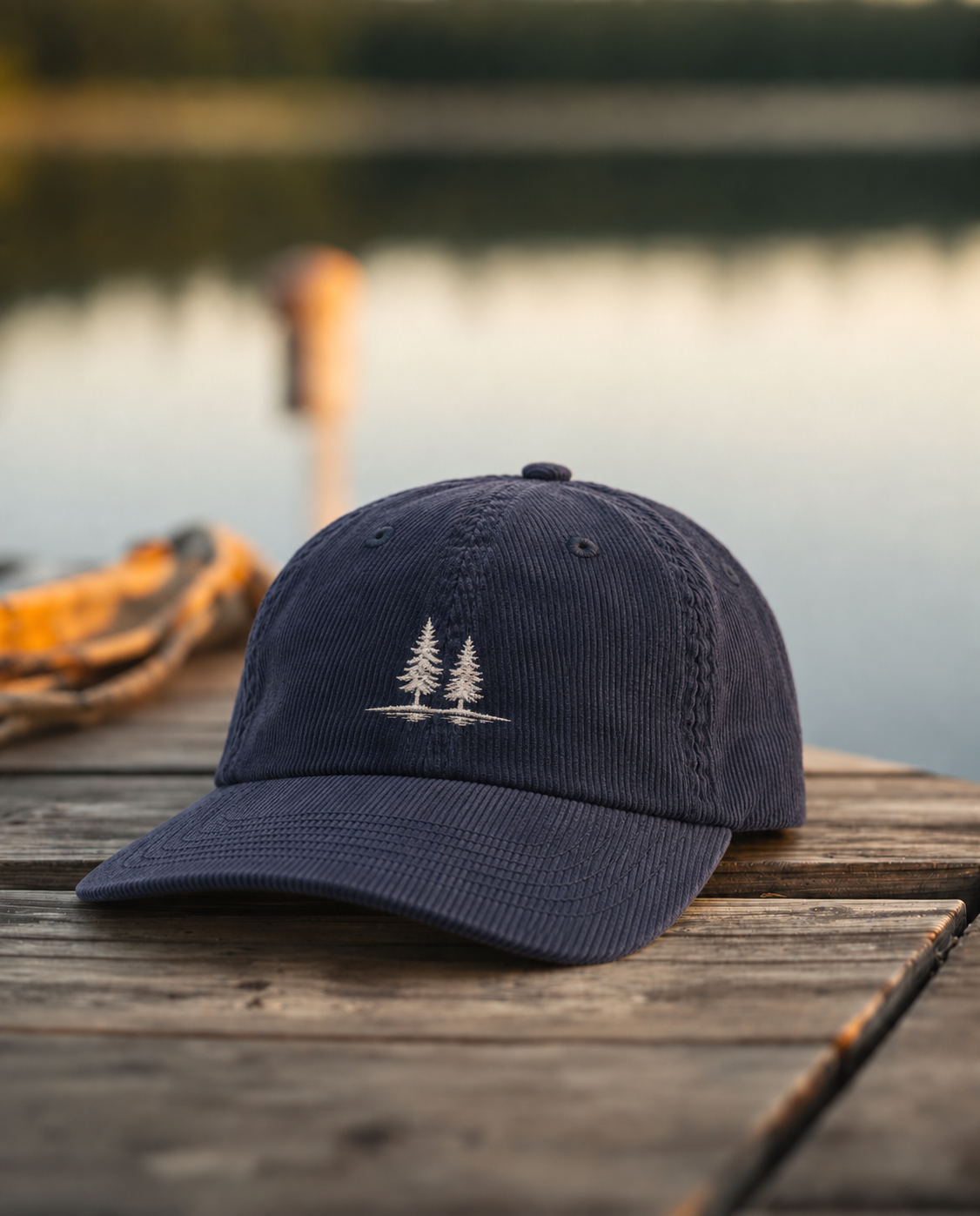 Twin Pines Corduroy Cap, Navy Blue