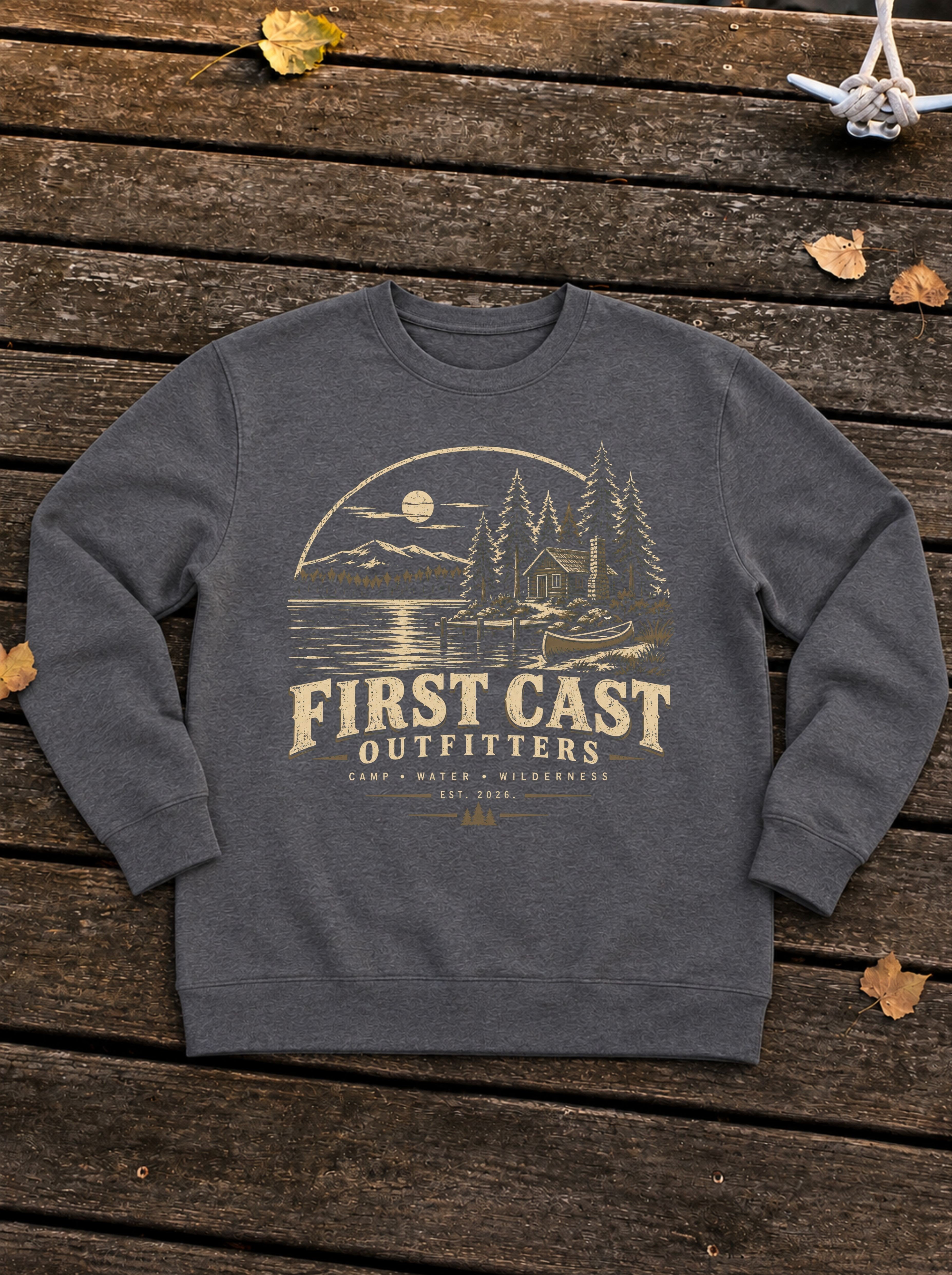 Wilderness Camp Crewneck, Charcoal Heather