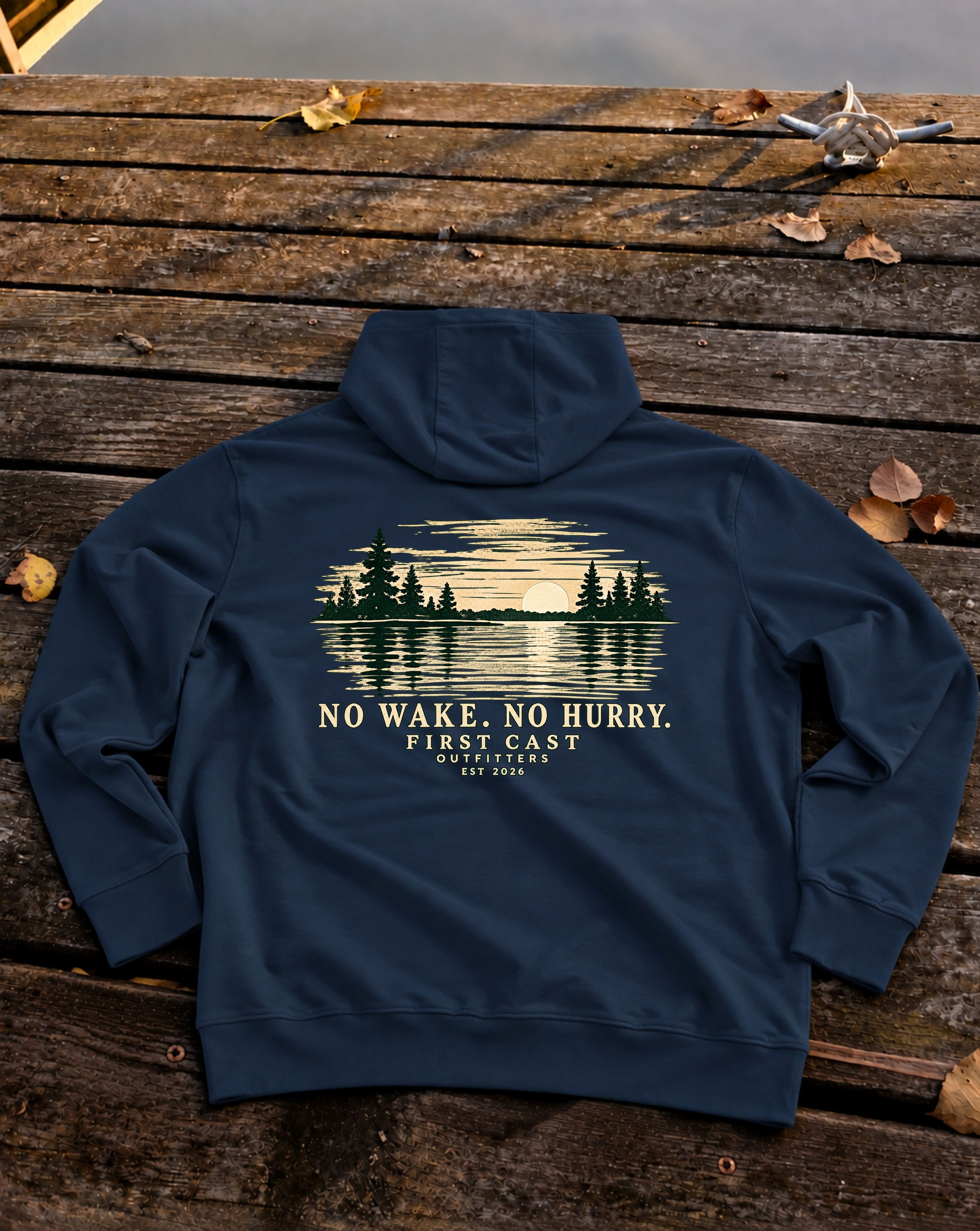 No Wake No Hurry Hoodie, Navy