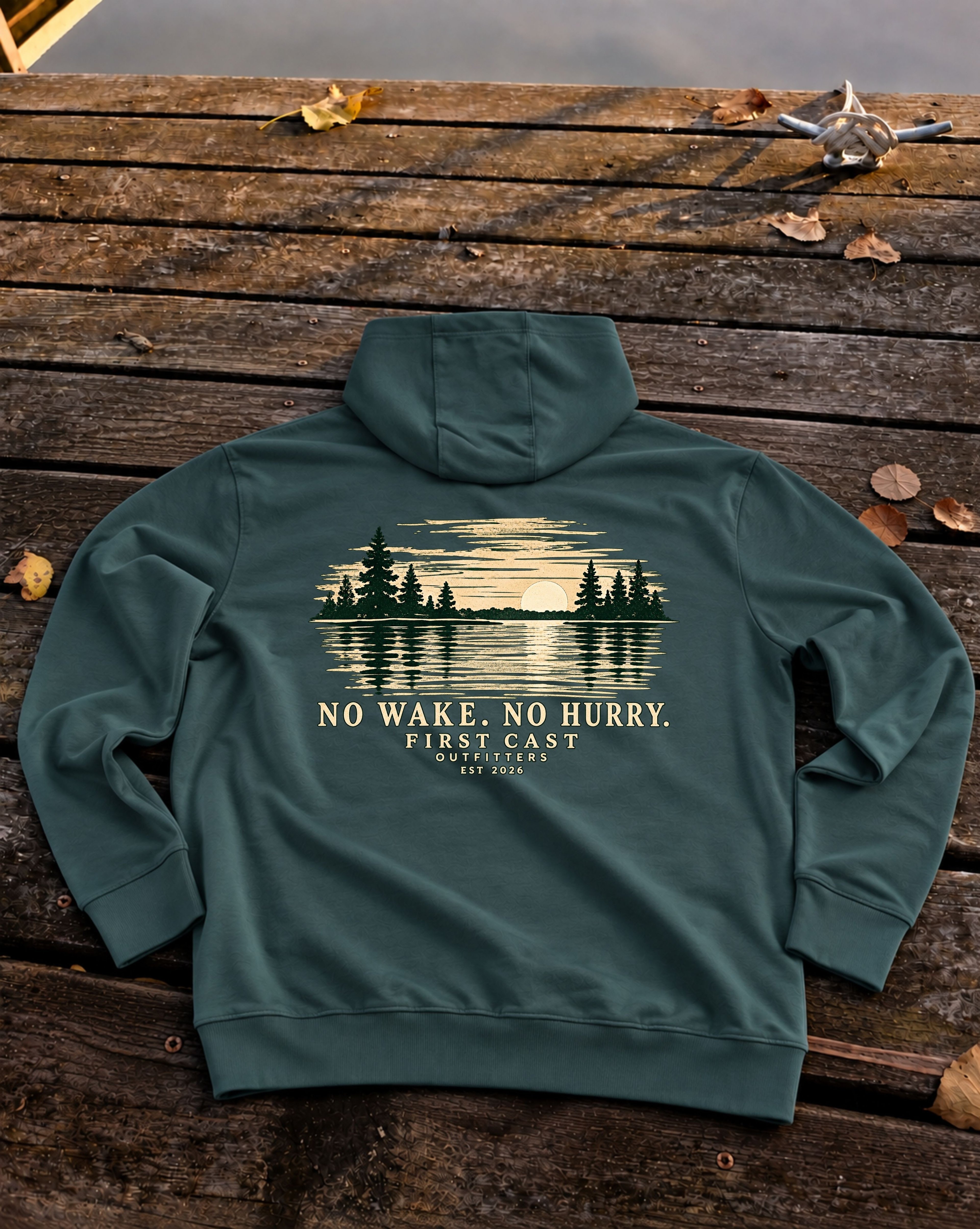 No Wake No Hurry Hoodie, Sports Green