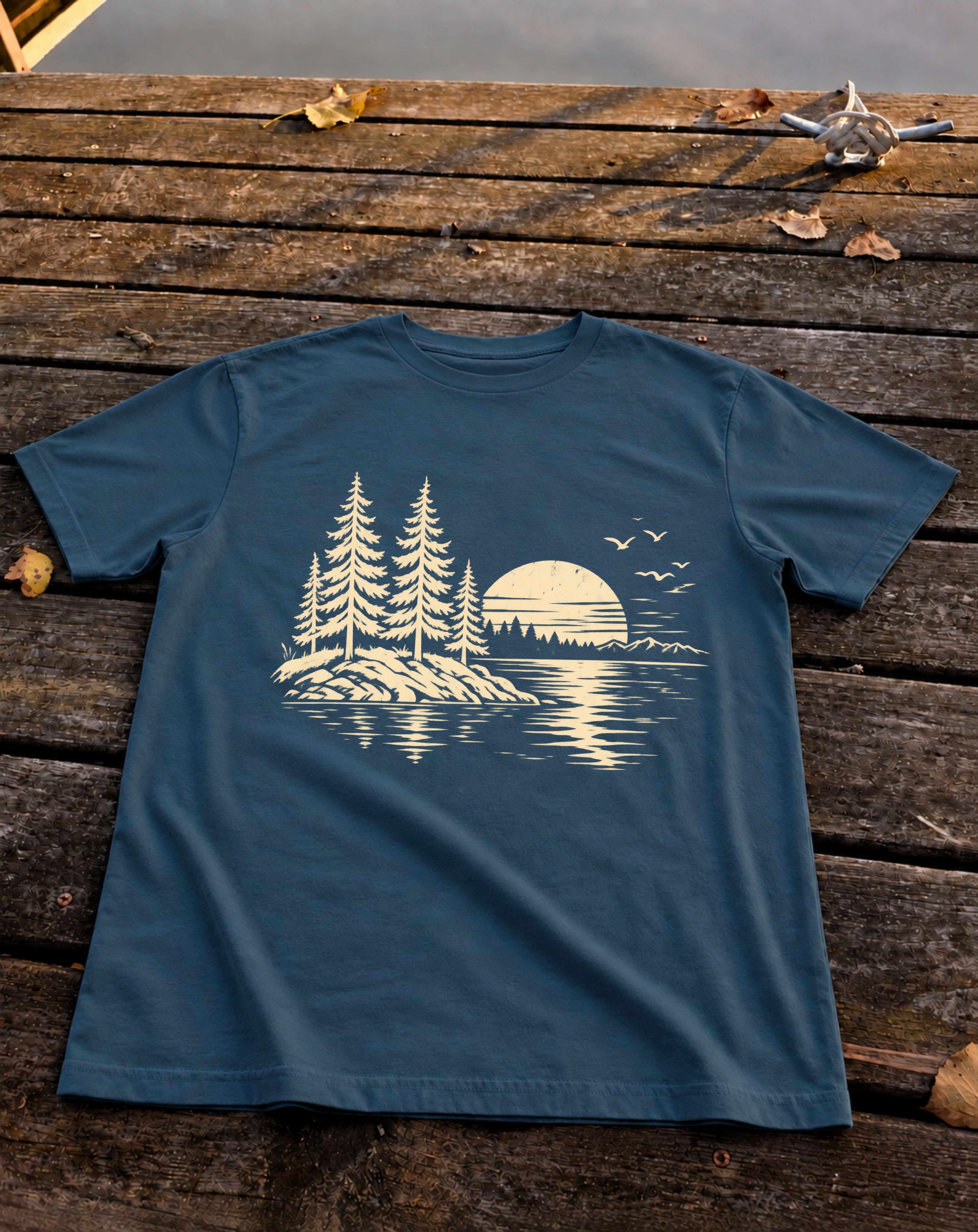 Last Light Pines Tee, Deep Teal