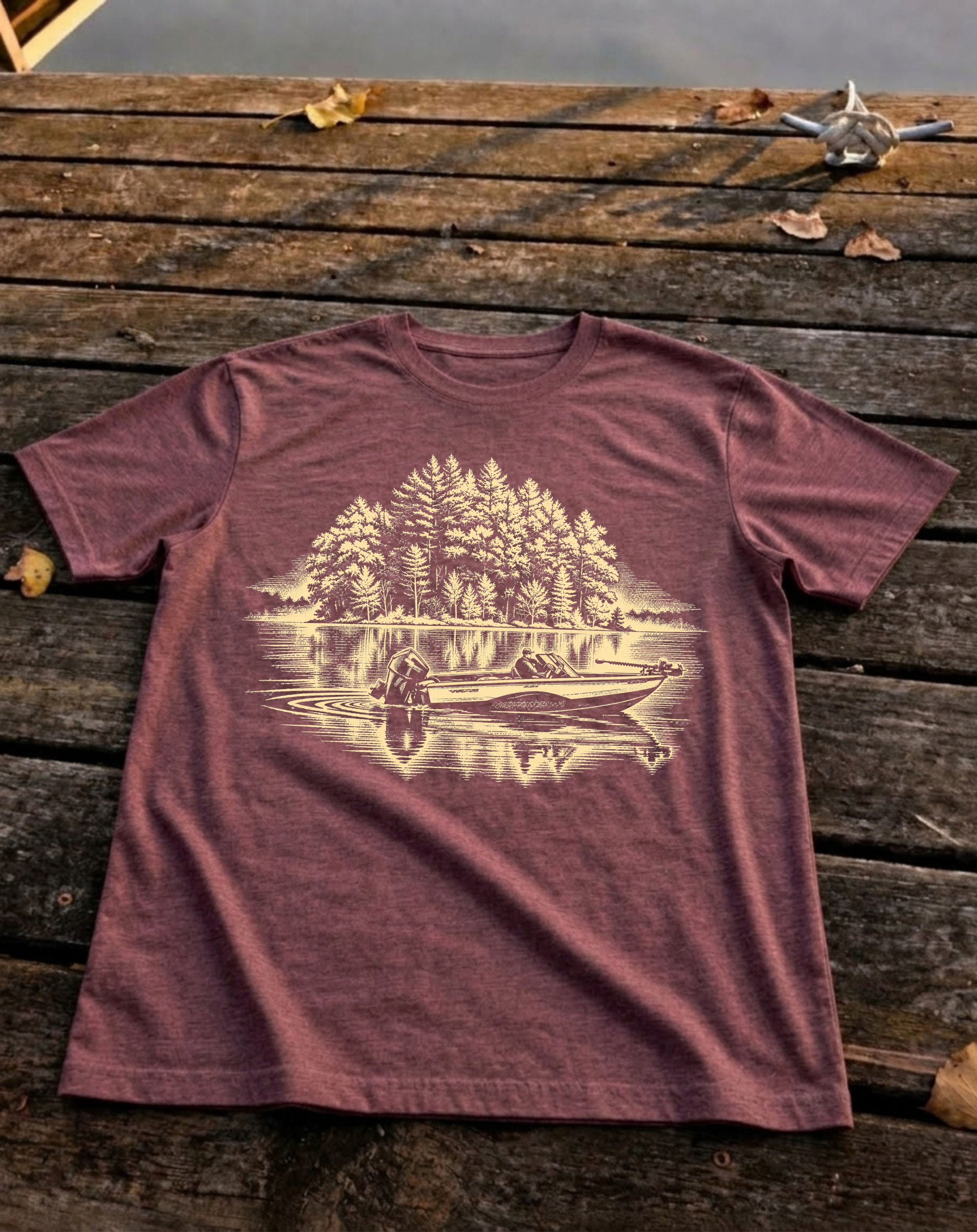 Glasswater Tee, Heather Maroon