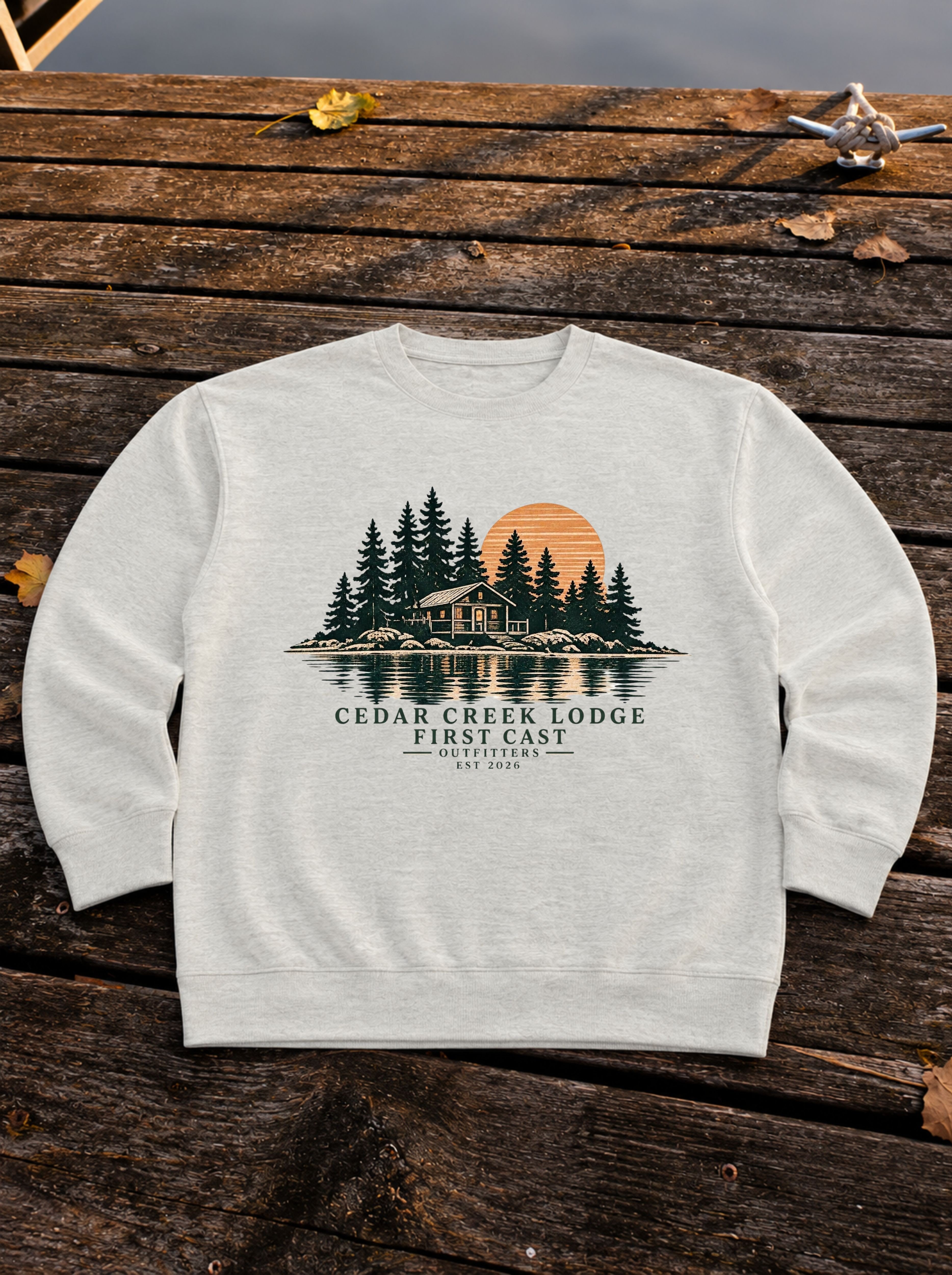 Cedar Creek Lodge Crewneck, Oatmeal Heather