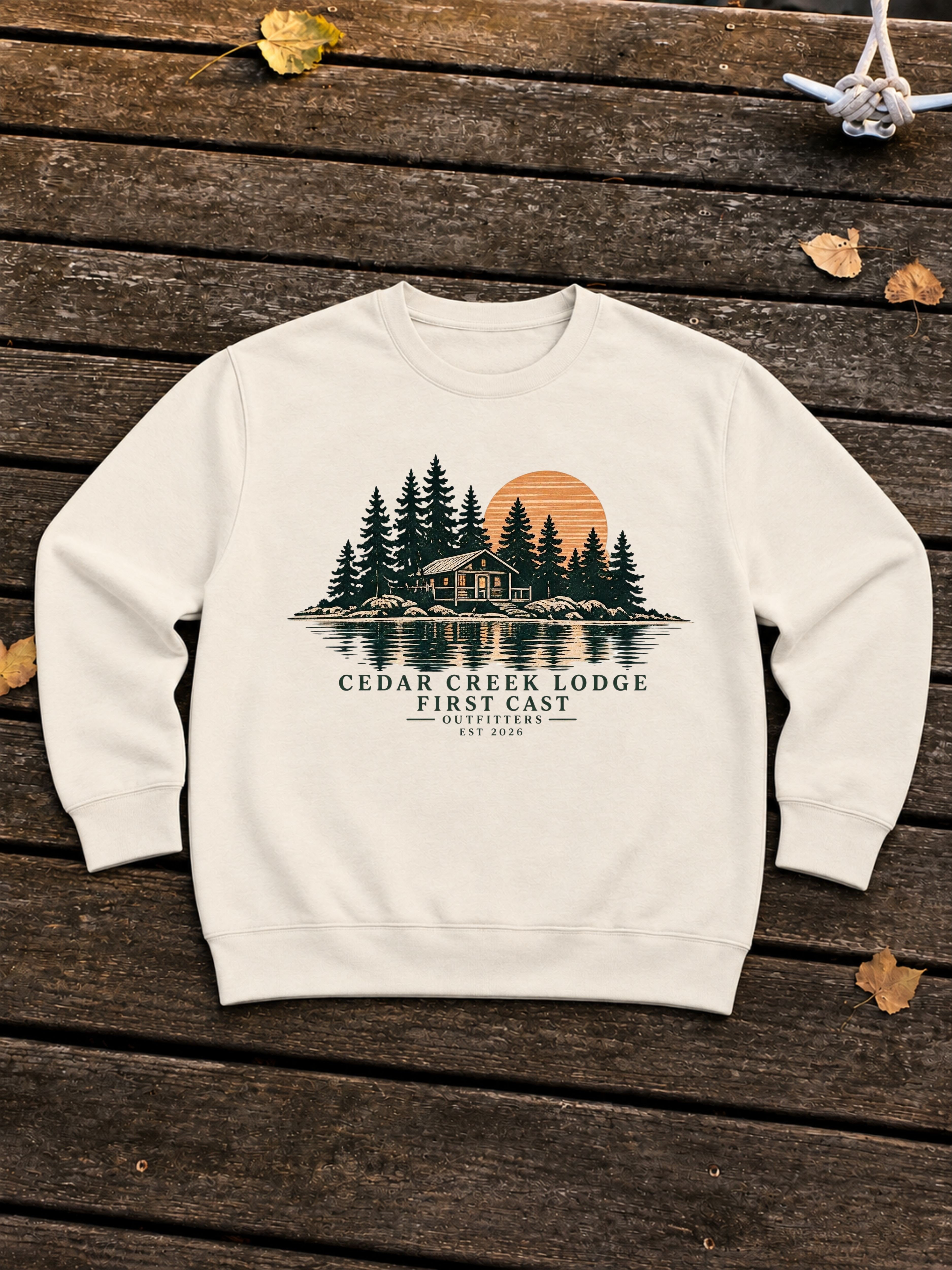 Cedar Creek Lodge Crewneck, Sandshell