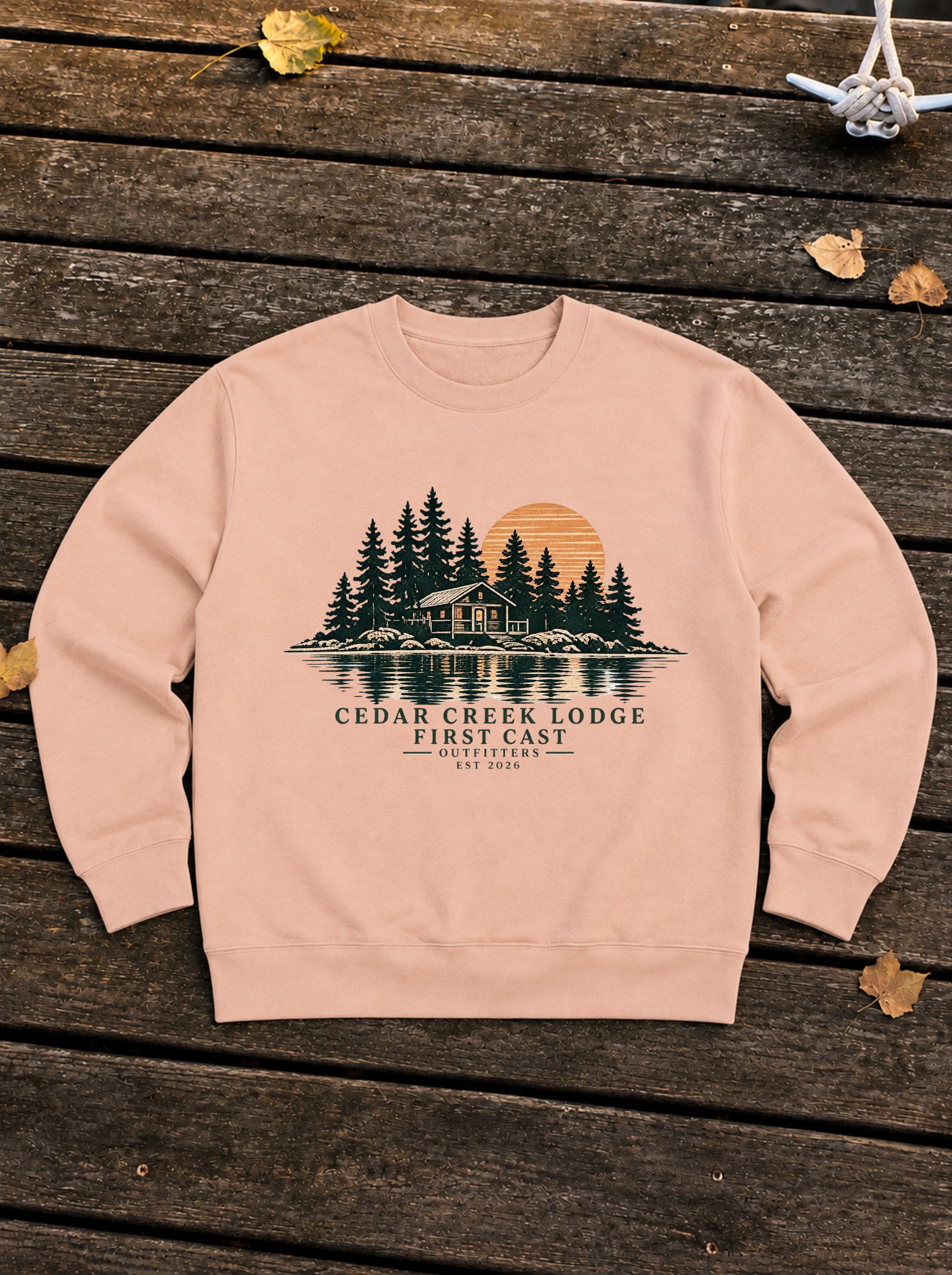 Cedar Creek Lodge Crewneck, Pale Pink