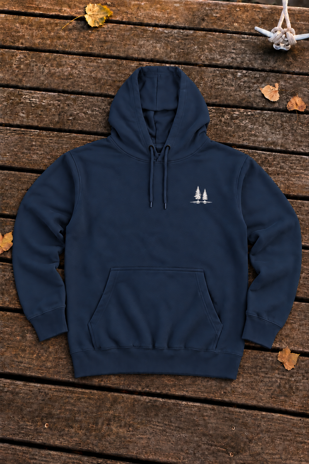 Twin Pines Embroidered Hoodie, Navy