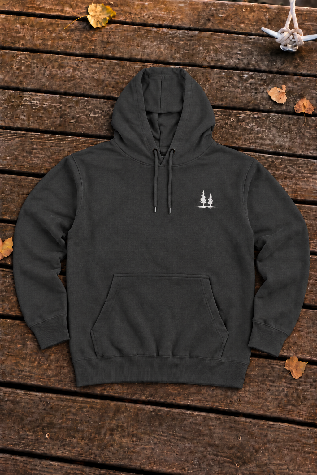 Twin Pines Embroidered Hoodie, Charcoal Heather