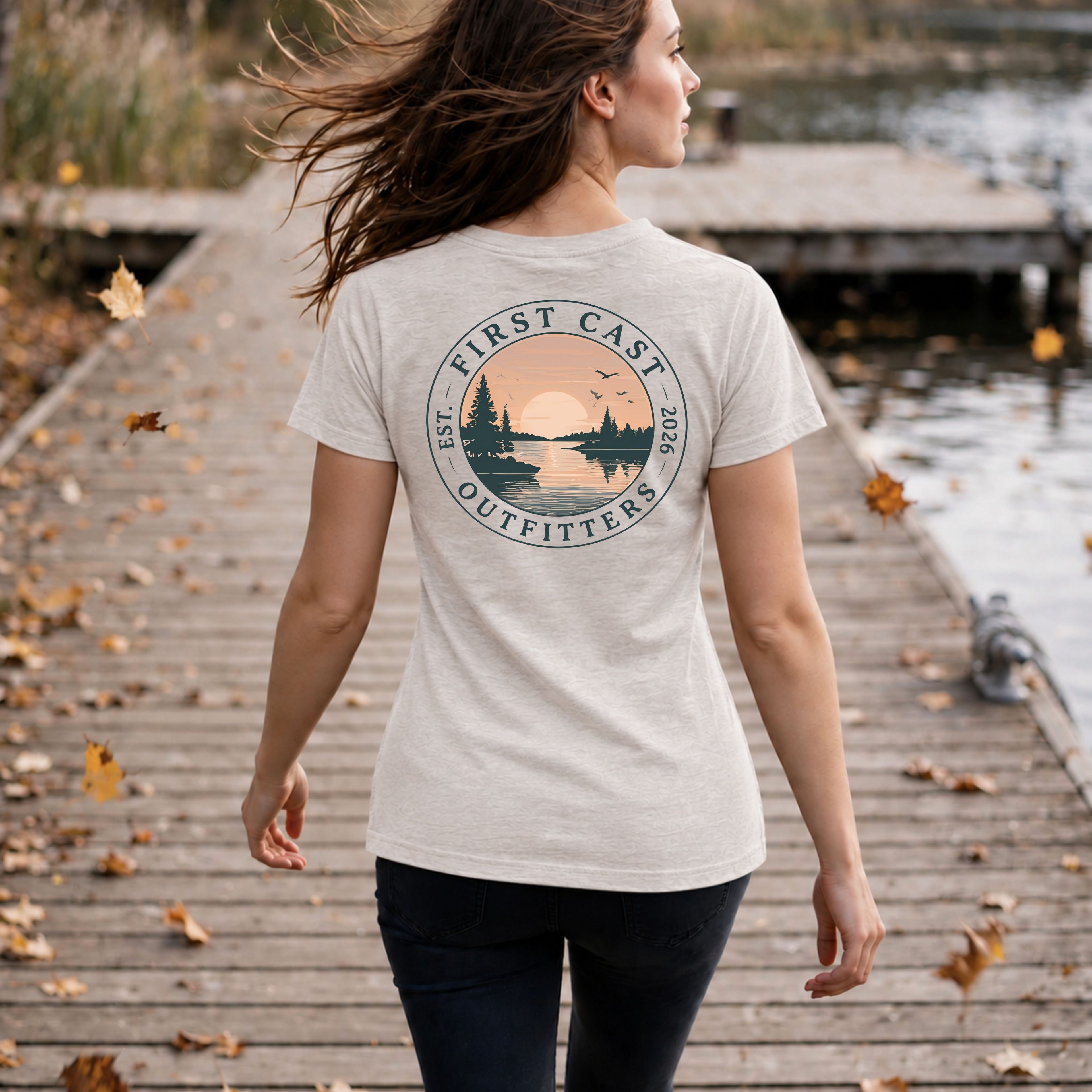 Women’s Heritage Badge V-Neck Tee, Heather Dust