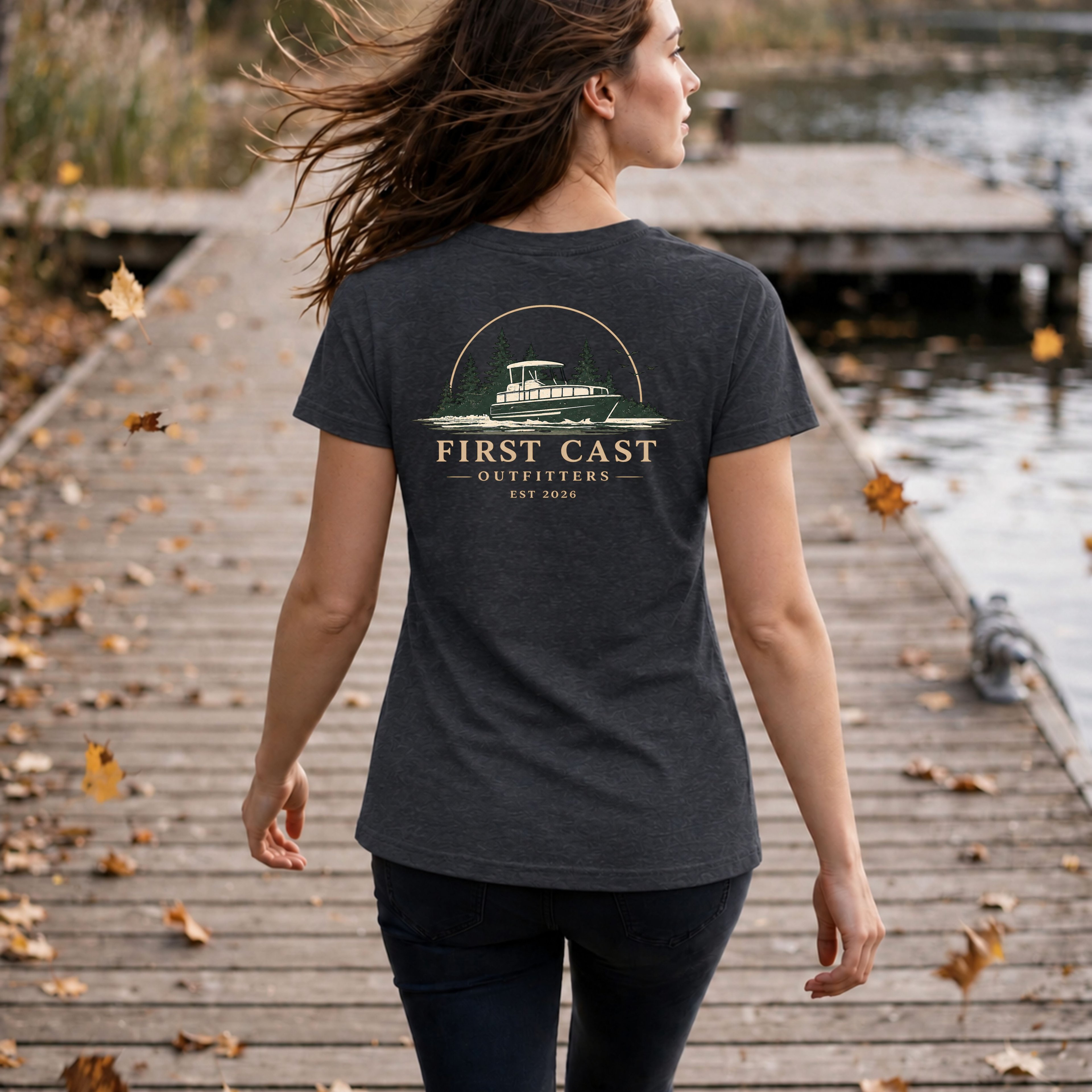 Women’s Open Water V-Neck Tee, Dark Grey Heather