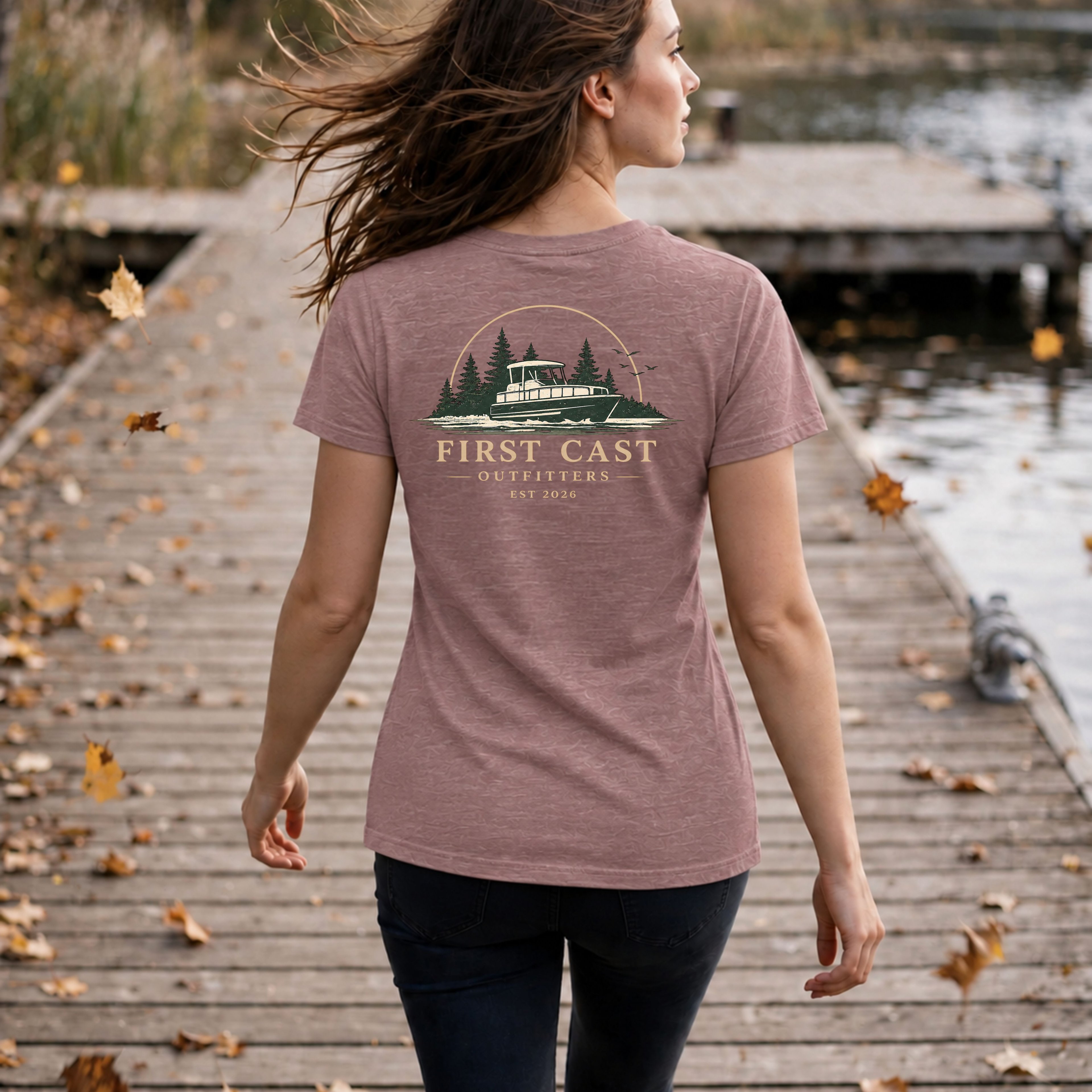 Women’s Open Water V-Neck Tee, Heather Mauve