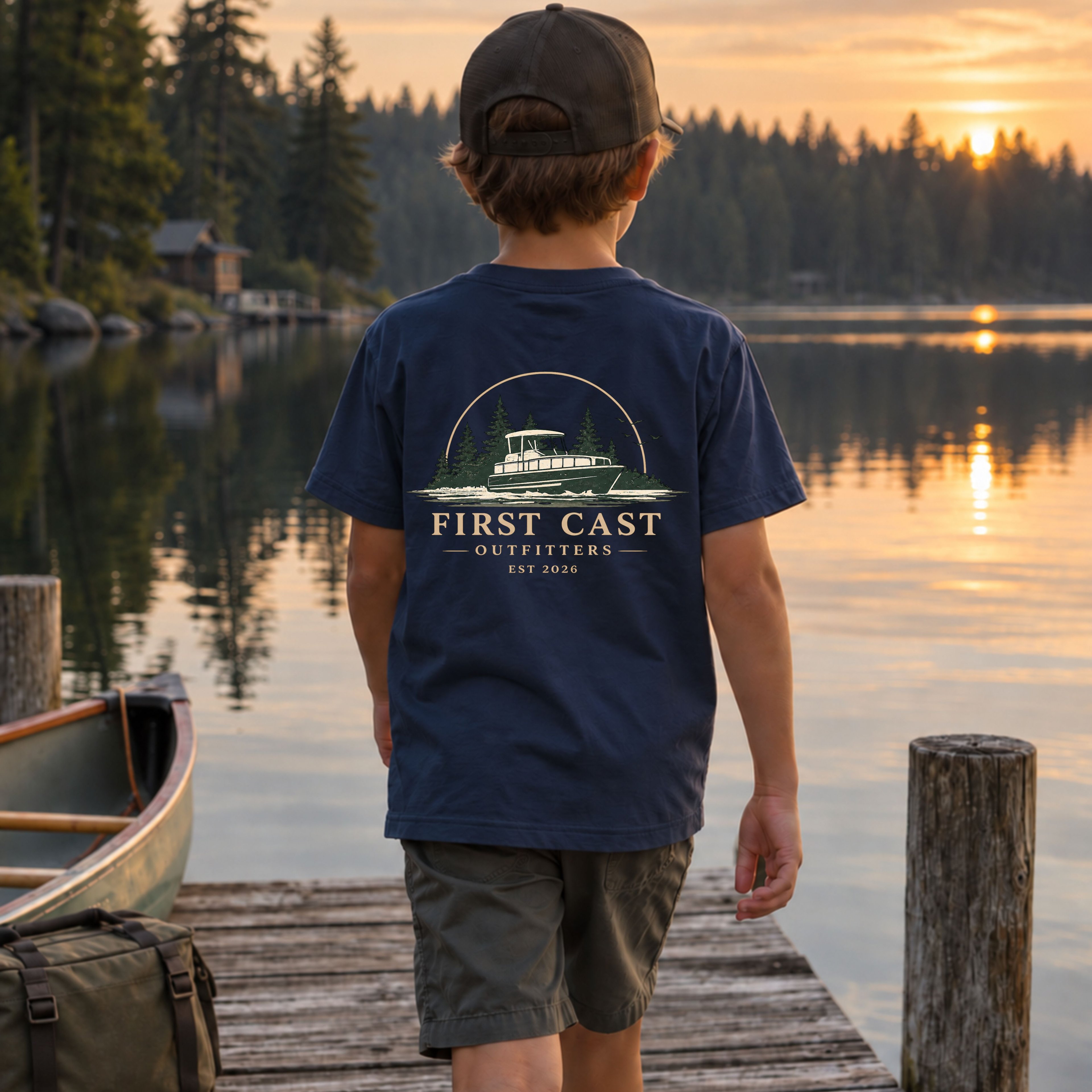 Youth Open Water Tee, Navy