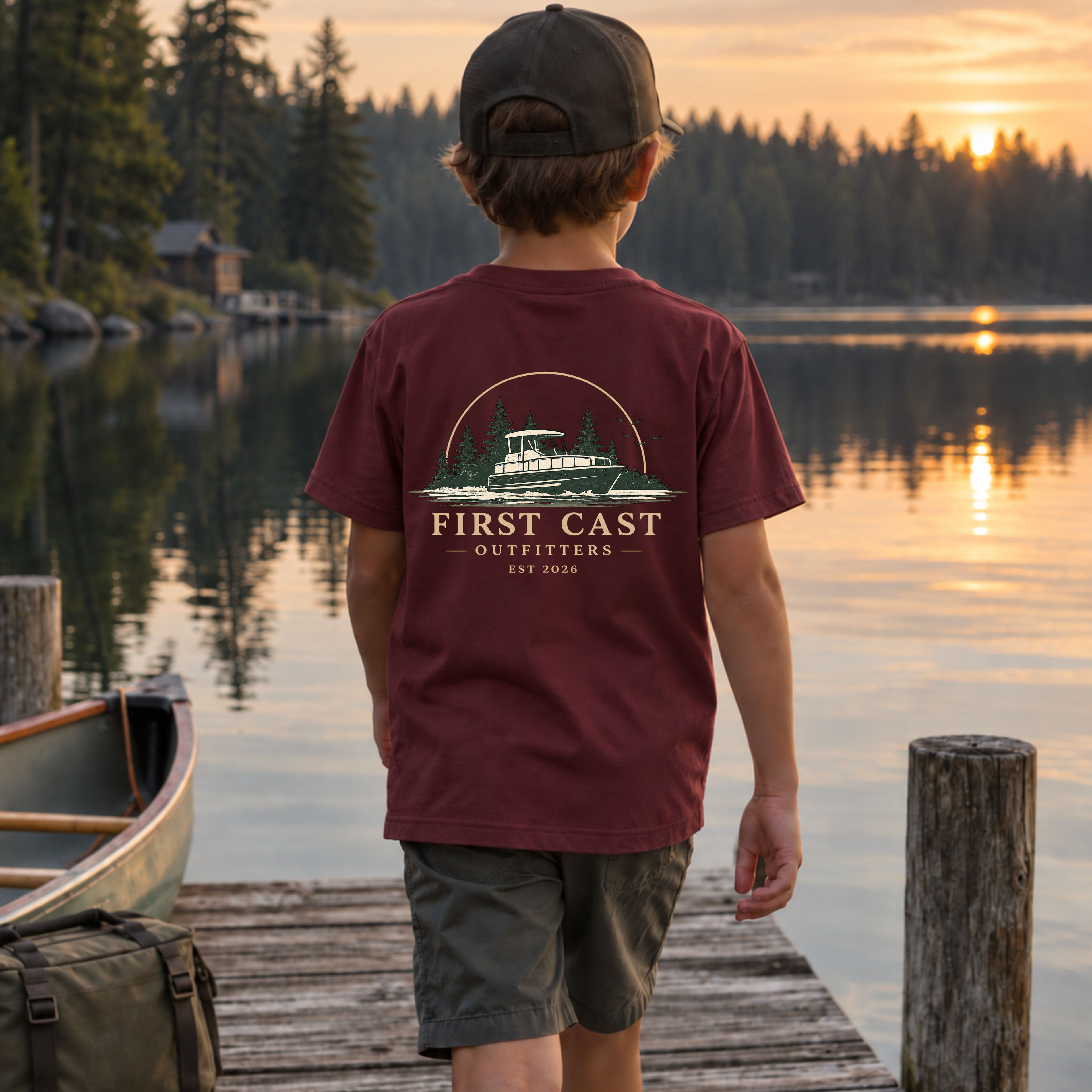 Youth Open Water Tee, Maroon