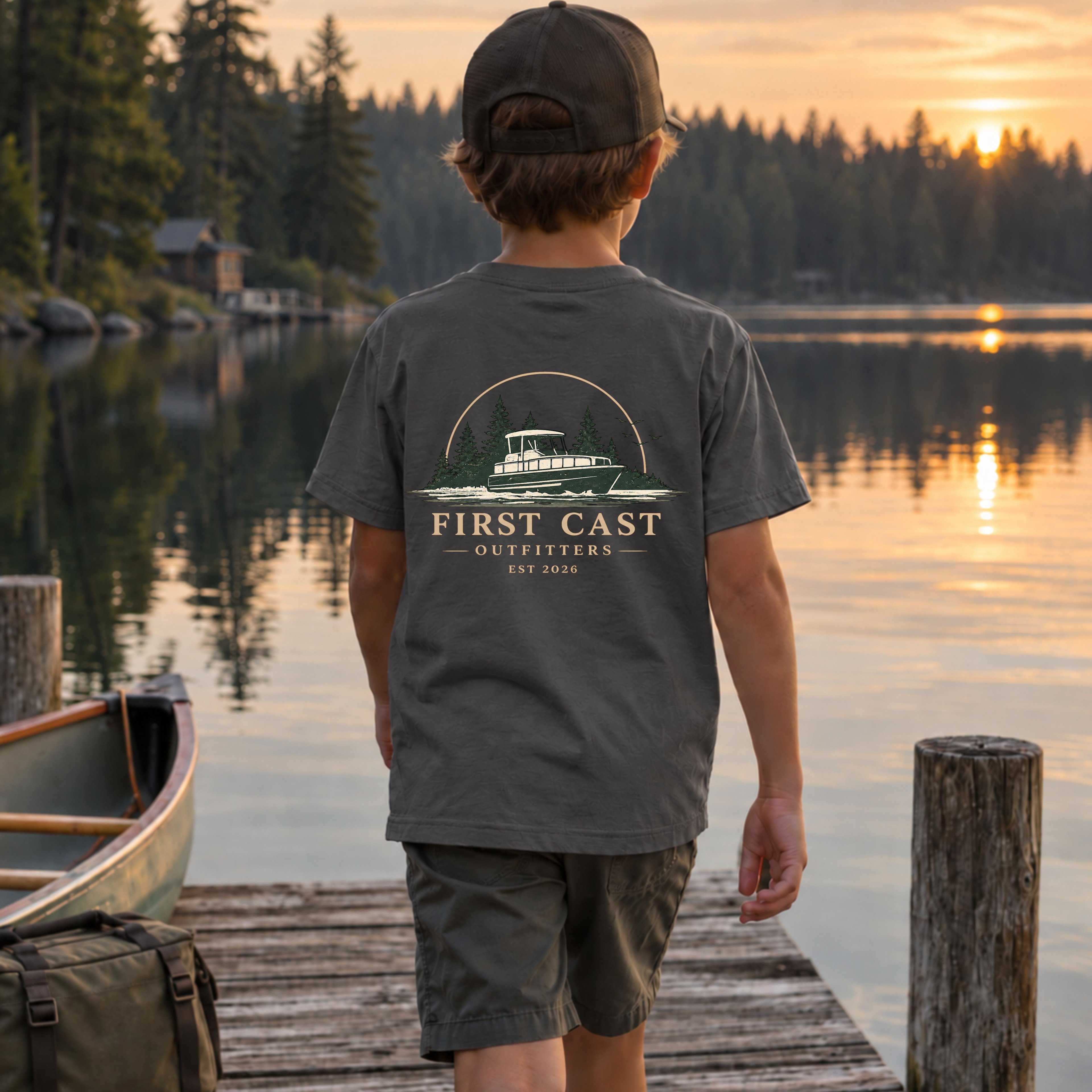 Youth Open Water Tee, Dark Heather Grey