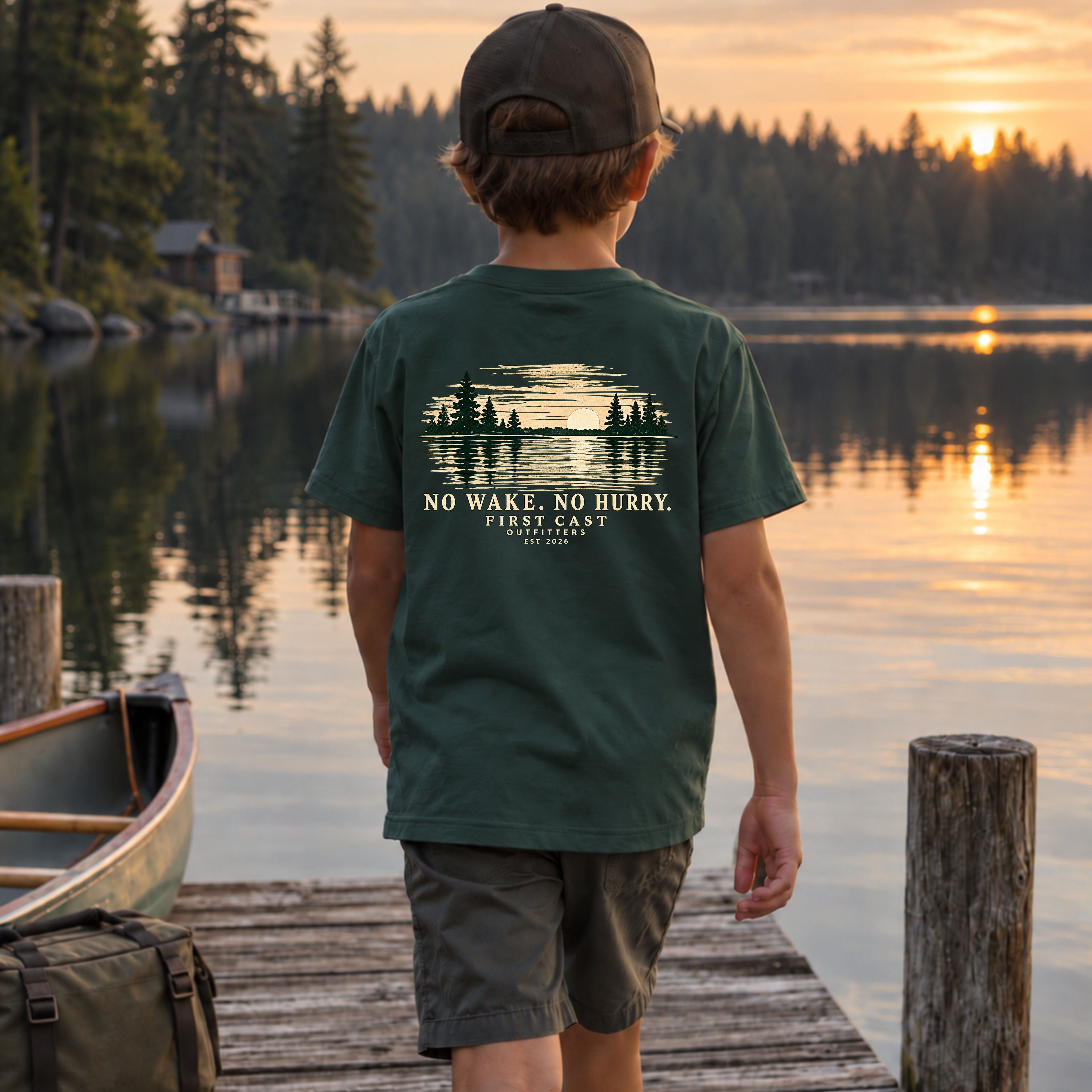 Youth No Wake No Hurry Tee, Forest