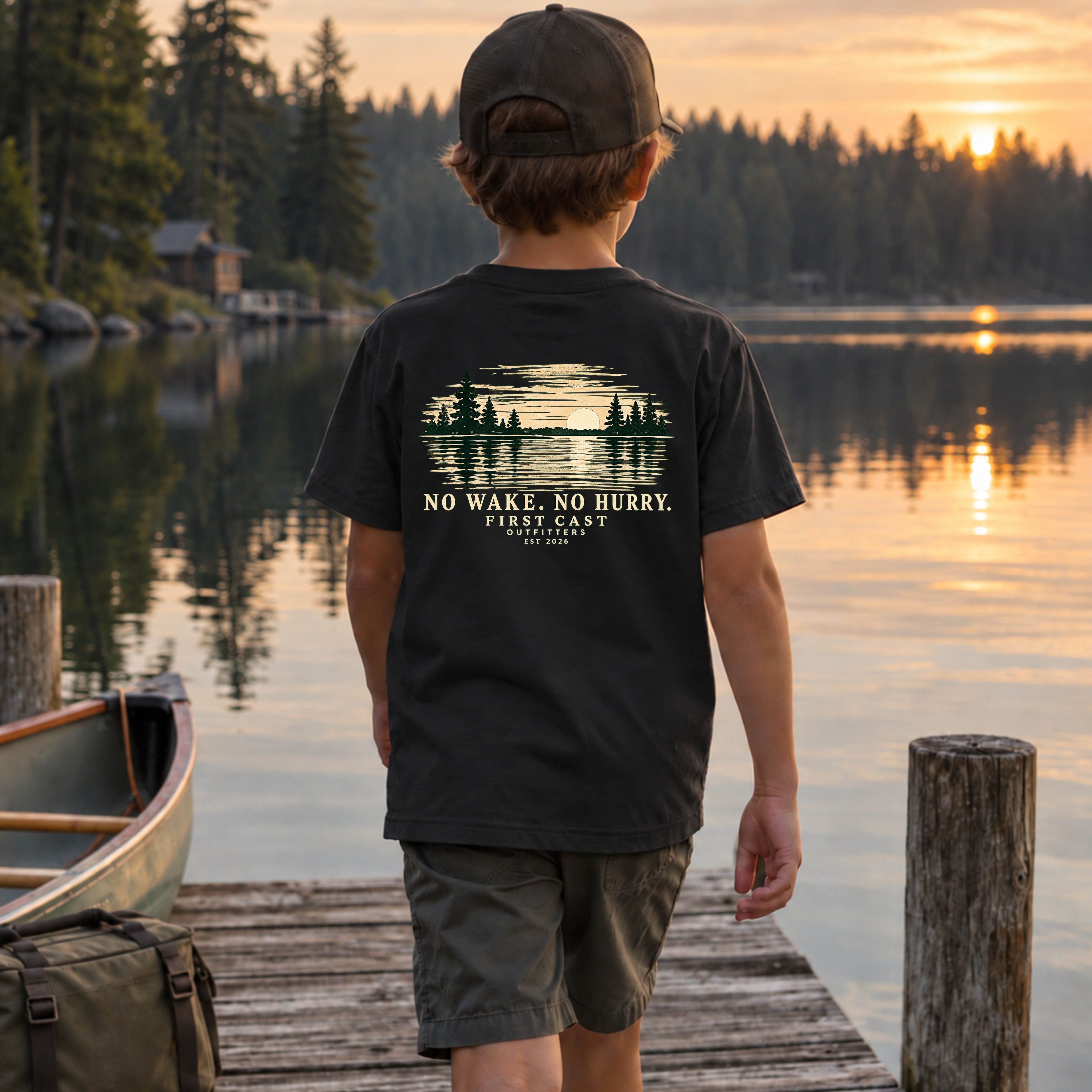 Youth No Wake No Hurry Tee, Black