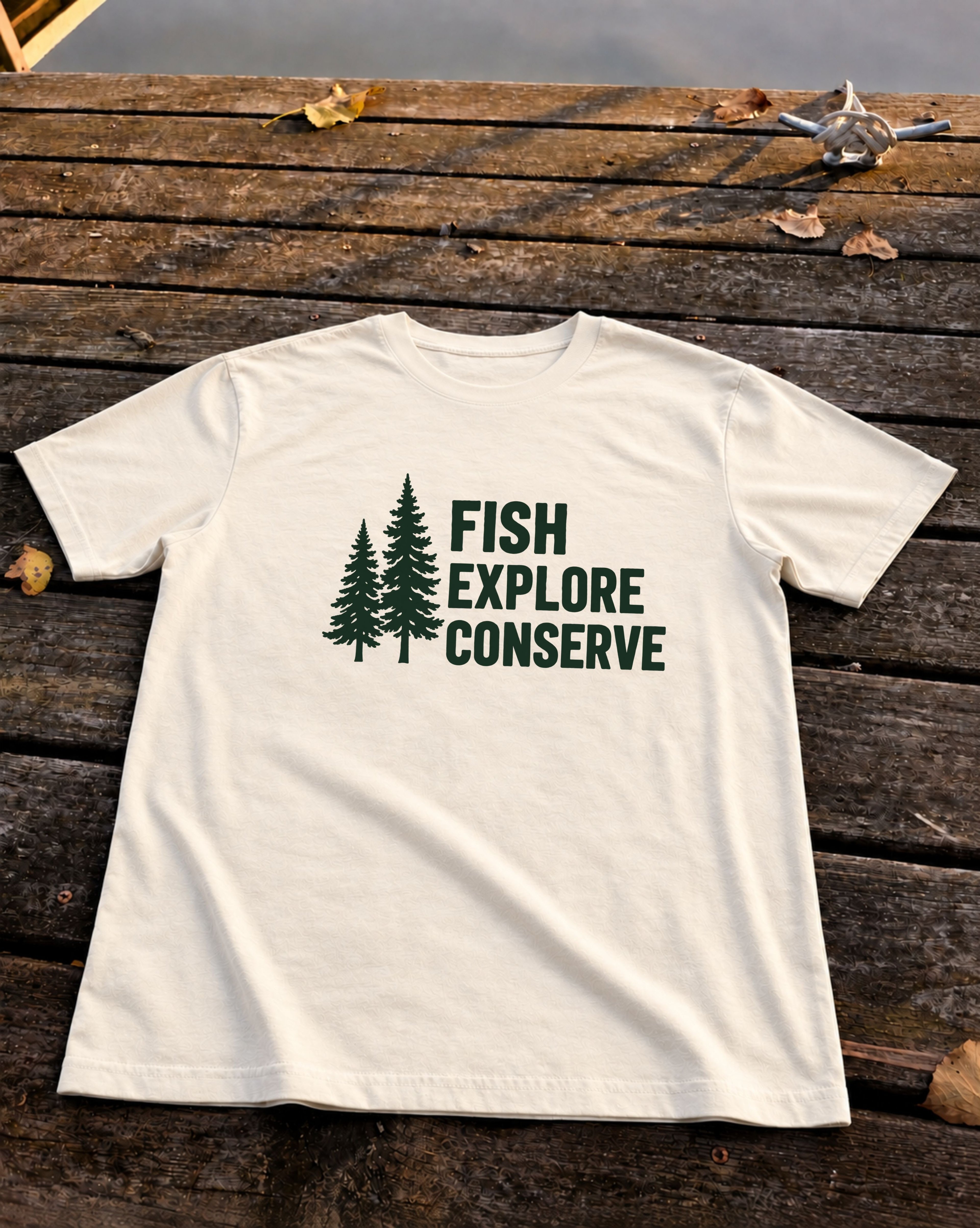 Fish. Explore. Conserve. Tee., Natural